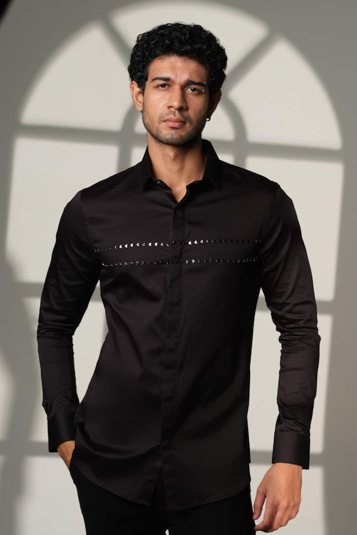 Sanjana Reddy Designs Arrow Placement Embroidered Shirt 