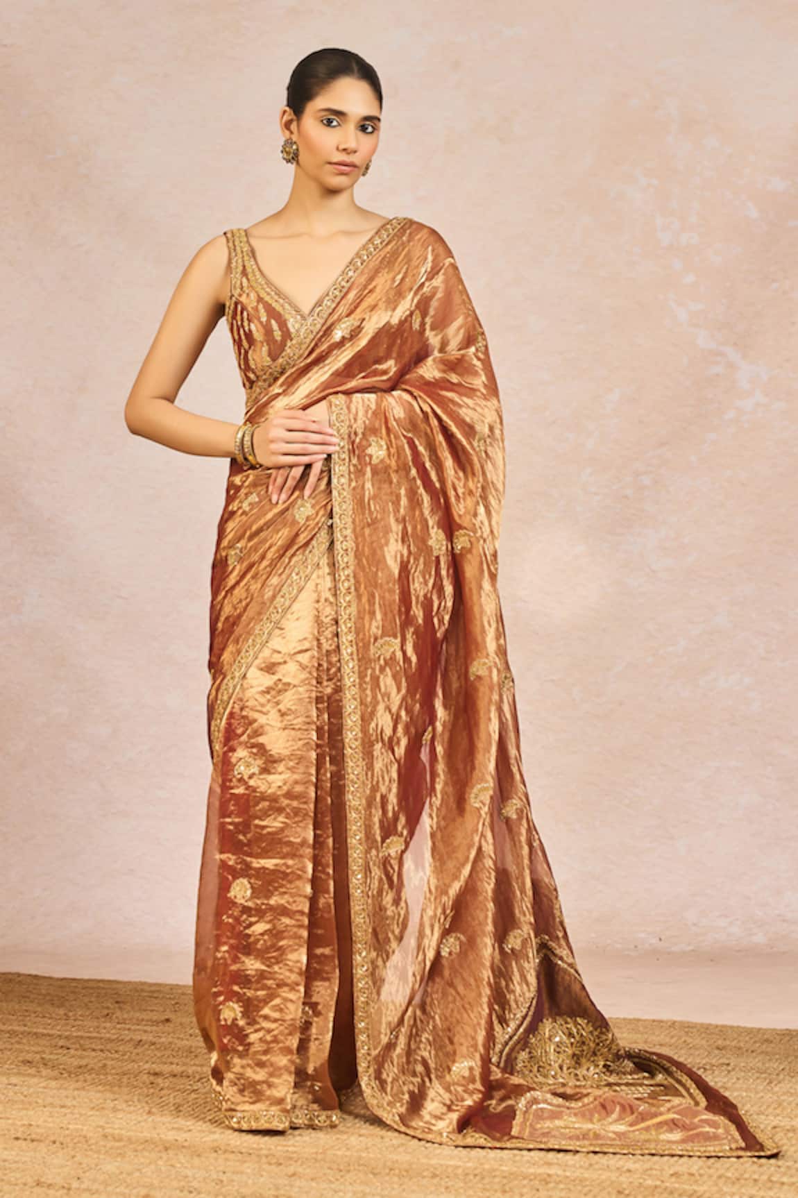 Masaba Zard Sitara Tissue Saree With Blouse 