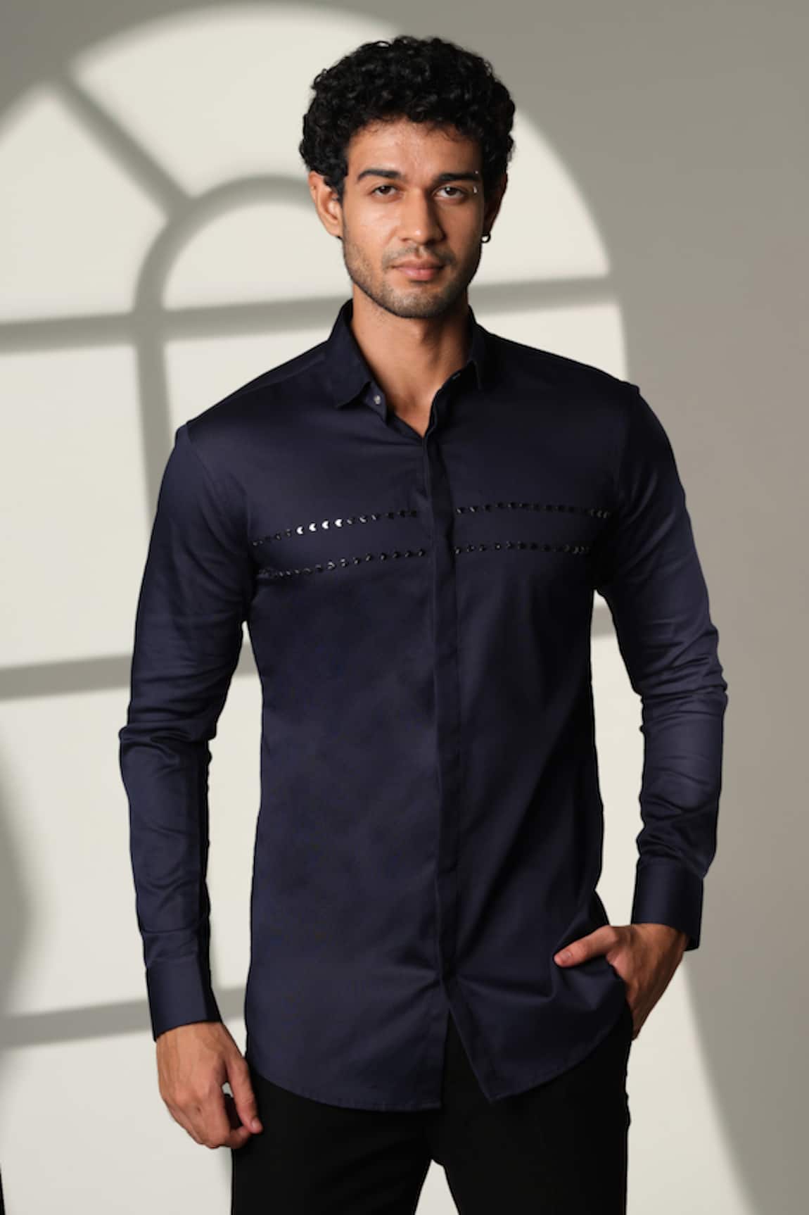 Sanjana Reddy Designs Arrow Placement Embroidered Shirt 