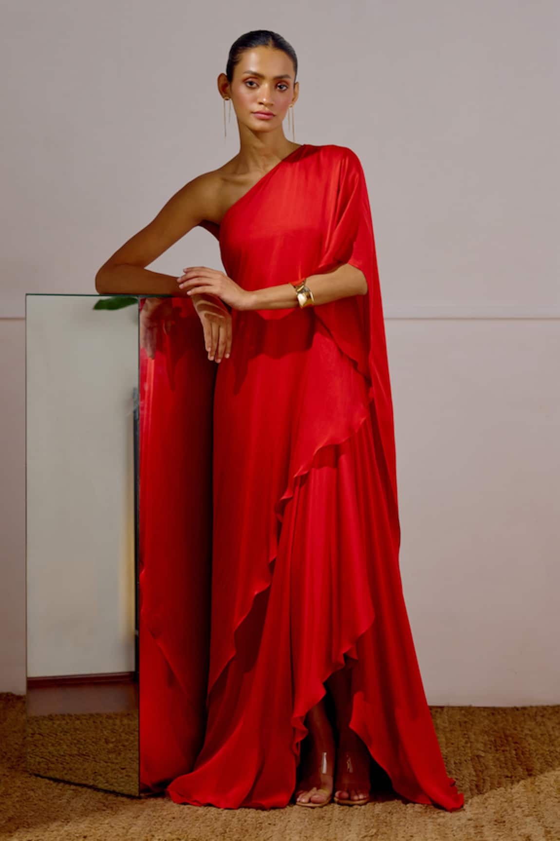 Lavanya Ahuja Unfurl One Shoulder Saree Gown 