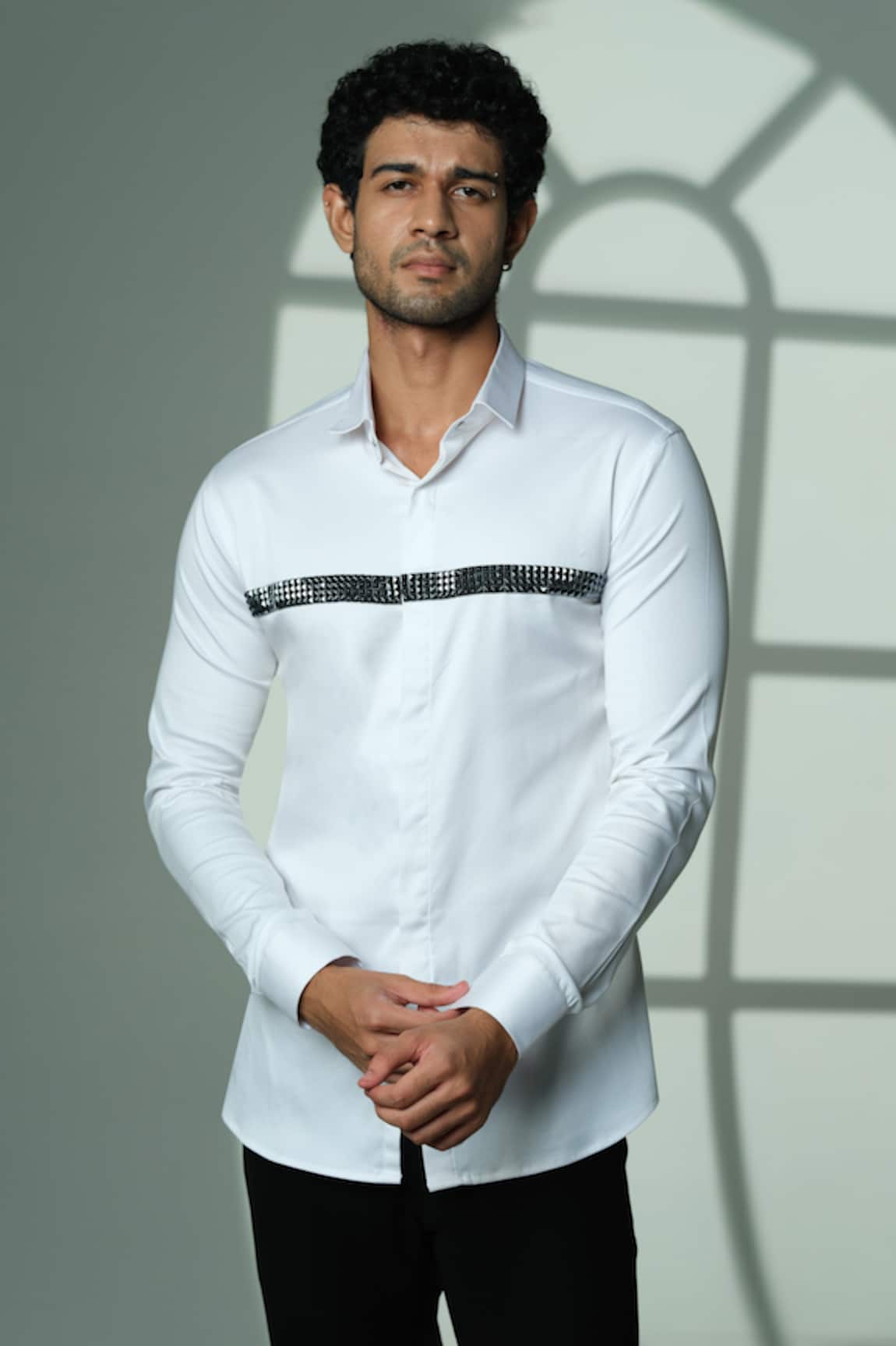 Sanjana Reddy Designs Pyramid Embroidered Shirt 