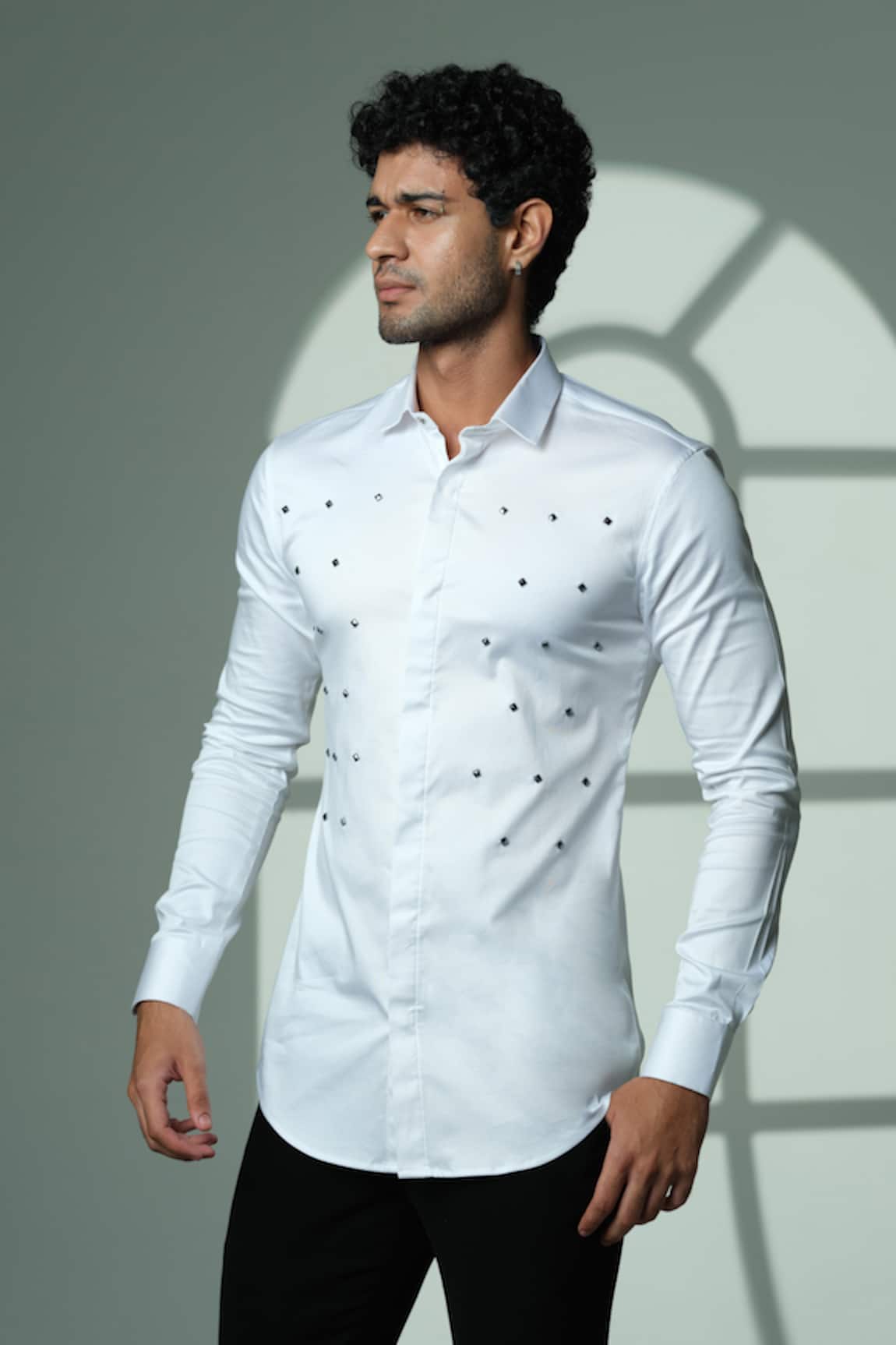 Sanjana Reddy Designs Pyramid Polka Embroidered Shirt 