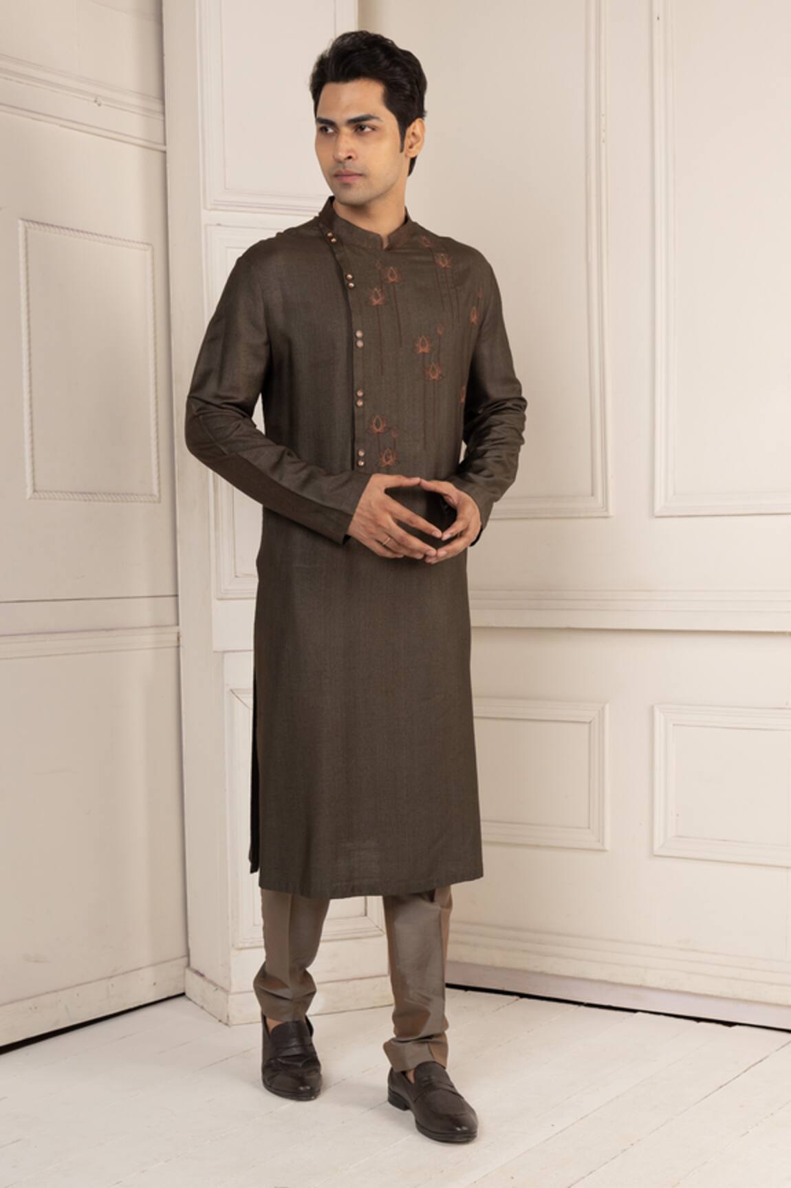 Minikin Lotus Embroidered Kurta Set 