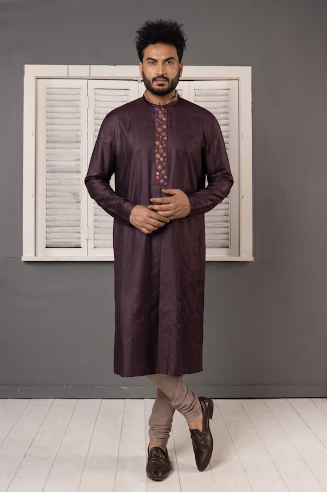 Minikin Mirror Placket Embroidered Kurta Set 
