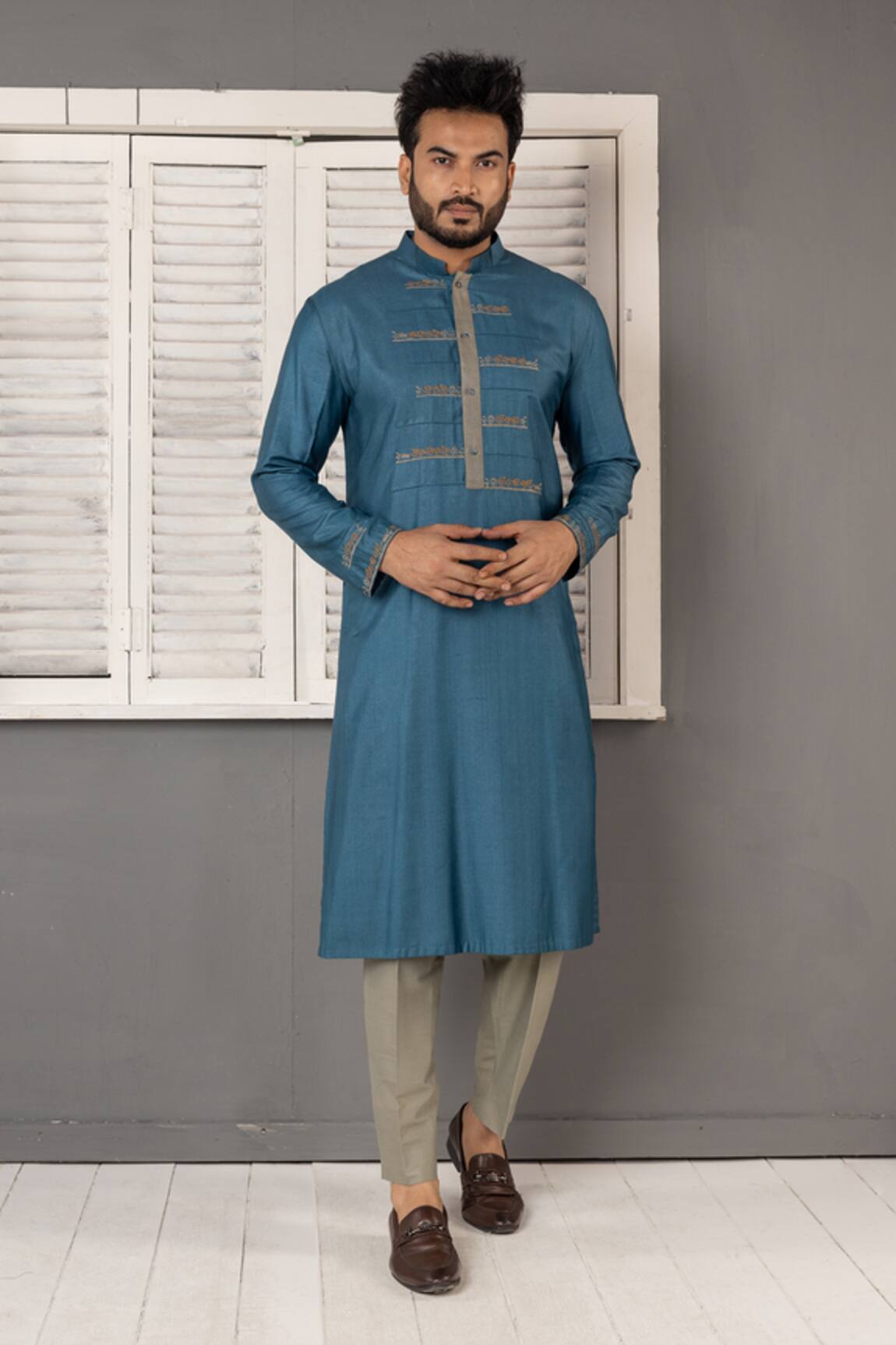 Minikin Geometric Embroidered Kurta Set 