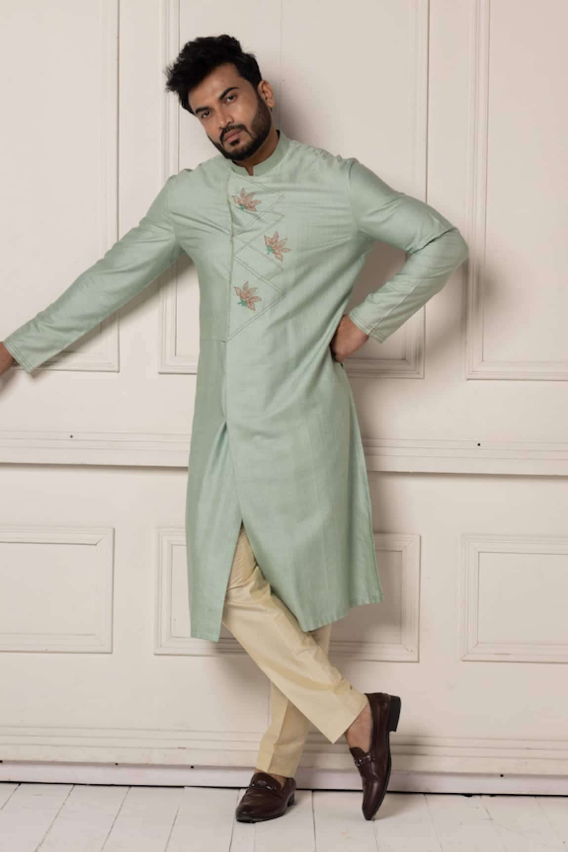 Minikin Flower Embroidered Kurta Set 
