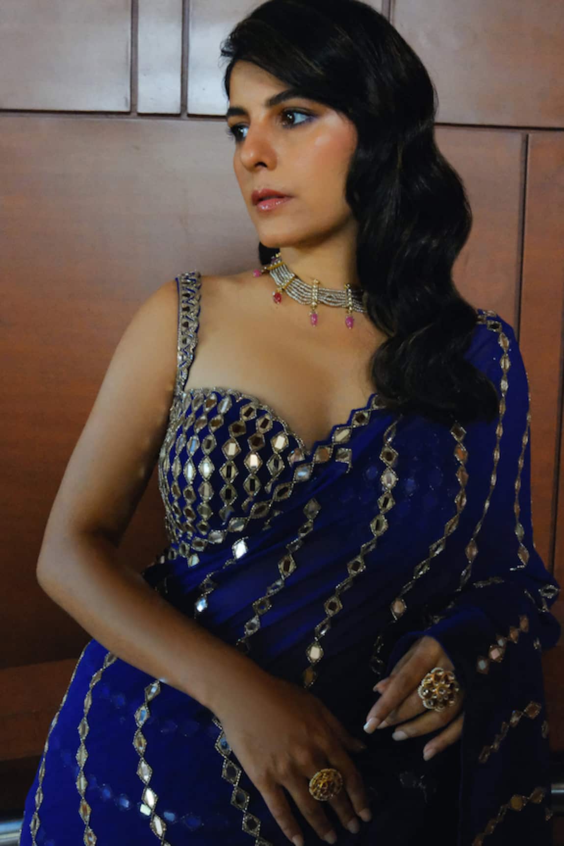 Vvani By Vani Vats Ornate Mirror Embroidered Saree With Blouse 