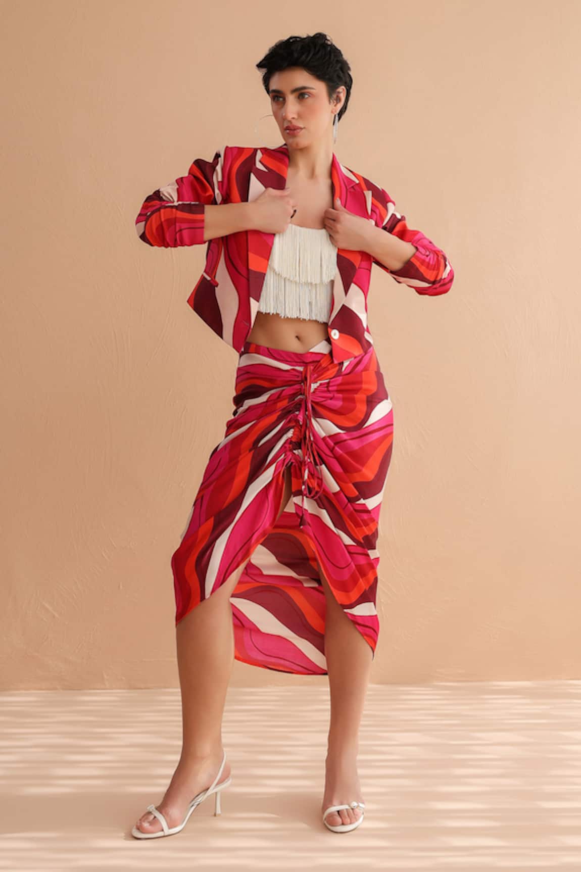 Pallavi Jaipur Jennifer Leher Print Jacket & Skirt Set 