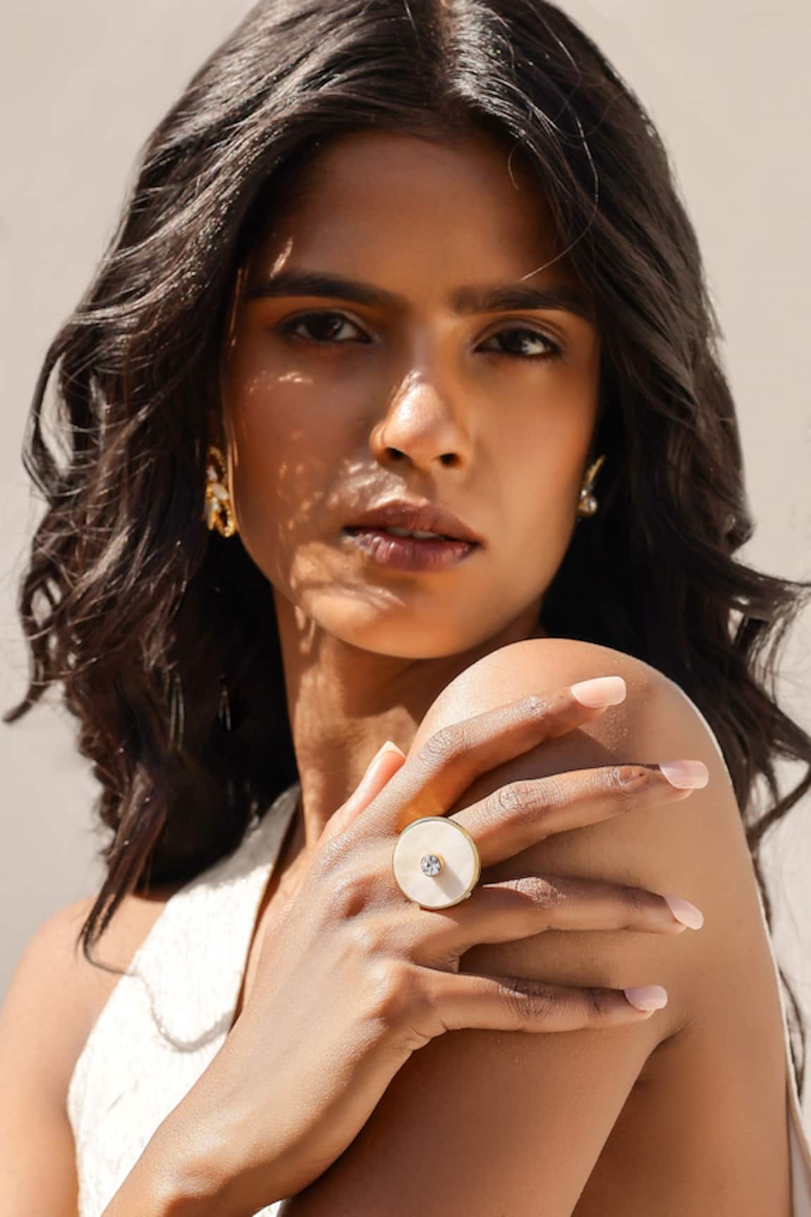 Bblingg Iraa Mother of Pearl Crystal Mother of Pearl & Swarovski Crystal Ring 