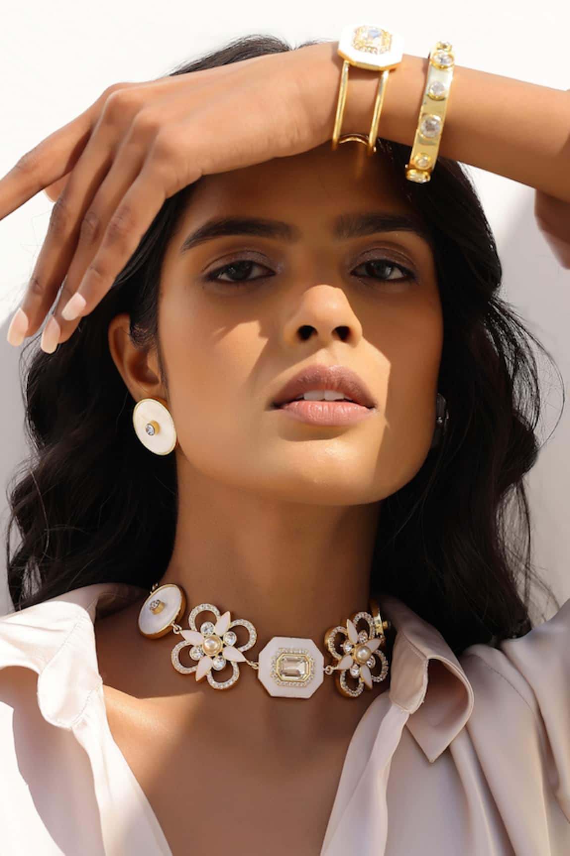 Bblingg Iraa Rectangle Swarovski Crystal & Pearl Enamel Choker 