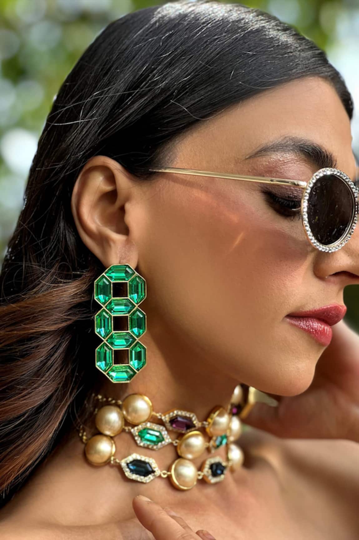 Bblingg Cavana Statement Green Swarovski Crystal Statement Studs 