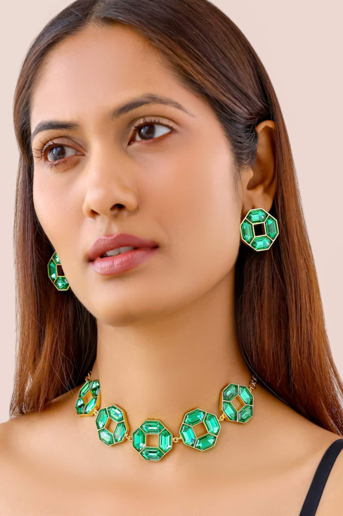 Bblingg Cavana Geometric Crystal Necklace & Stud Earrings Set 