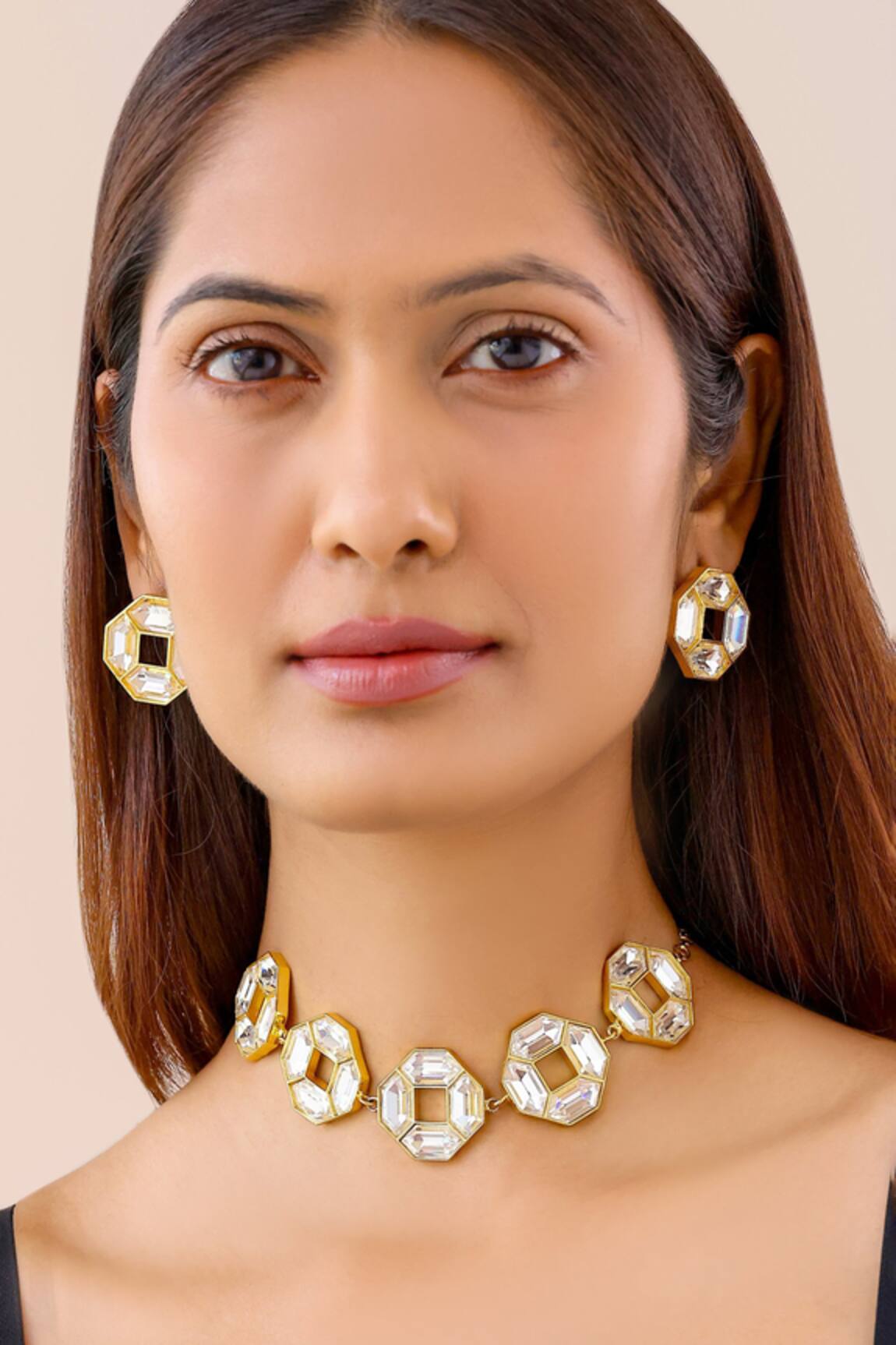 Bblingg Cavana Geometric Crystal Stud & Necklace Set 
