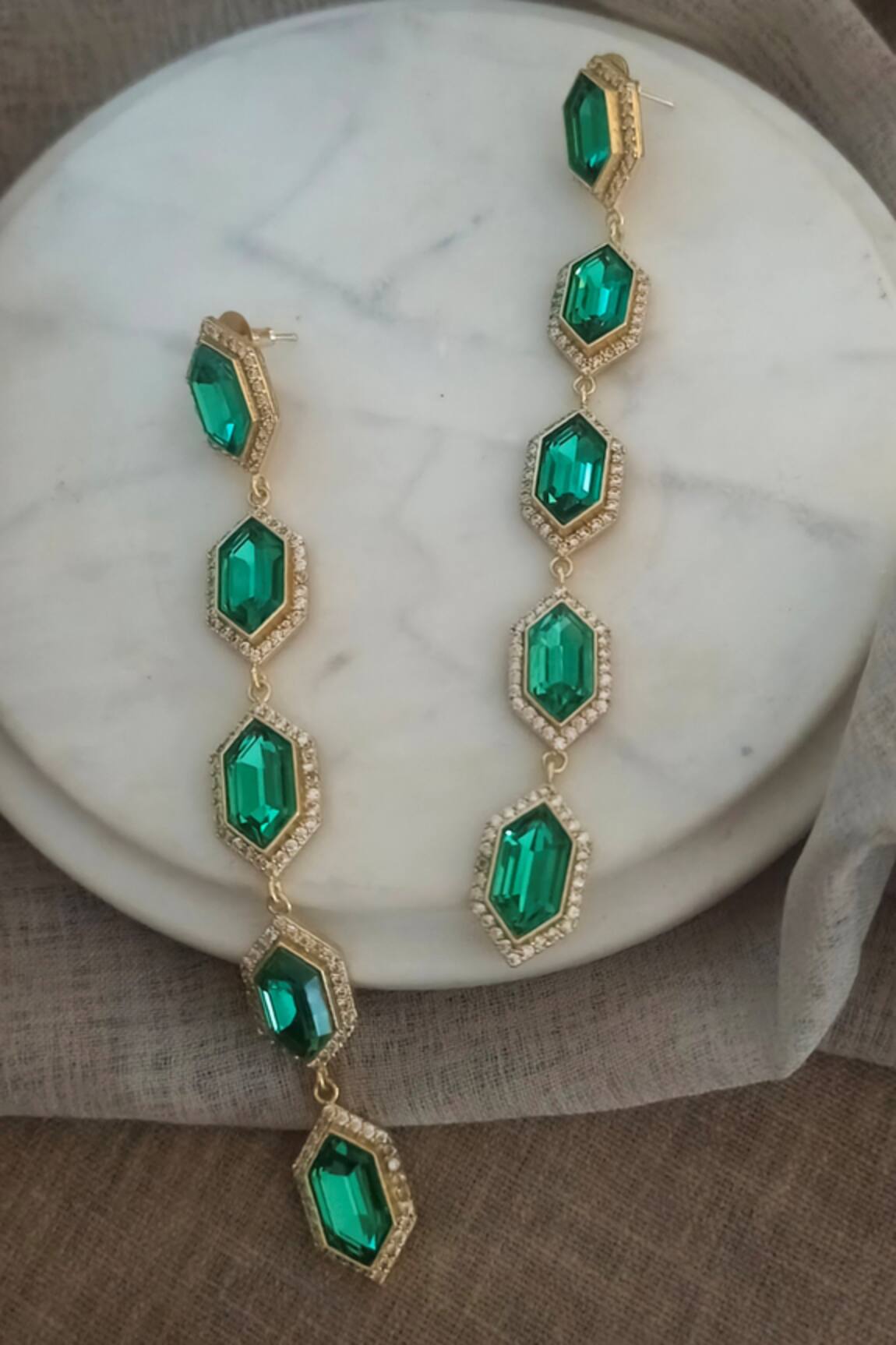 Bblingg Cavi Emerald Green Crystal & Cubic Zirconia Danglers 