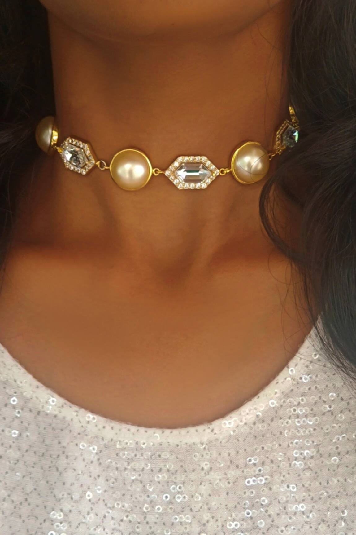 Bblingg Cavi Pearl Pearl & Crystal Embellished Choker 