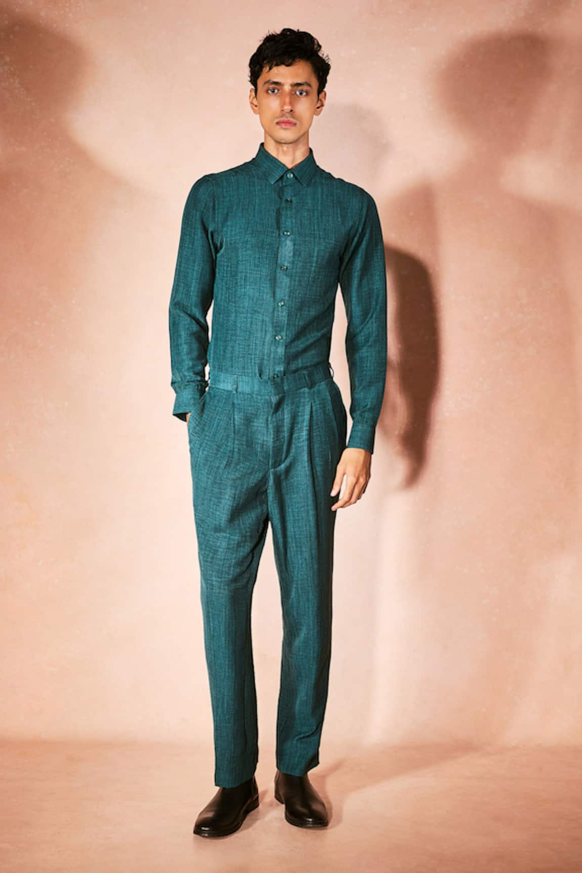 Nirmooha Teal Precision Shirt With Pant 