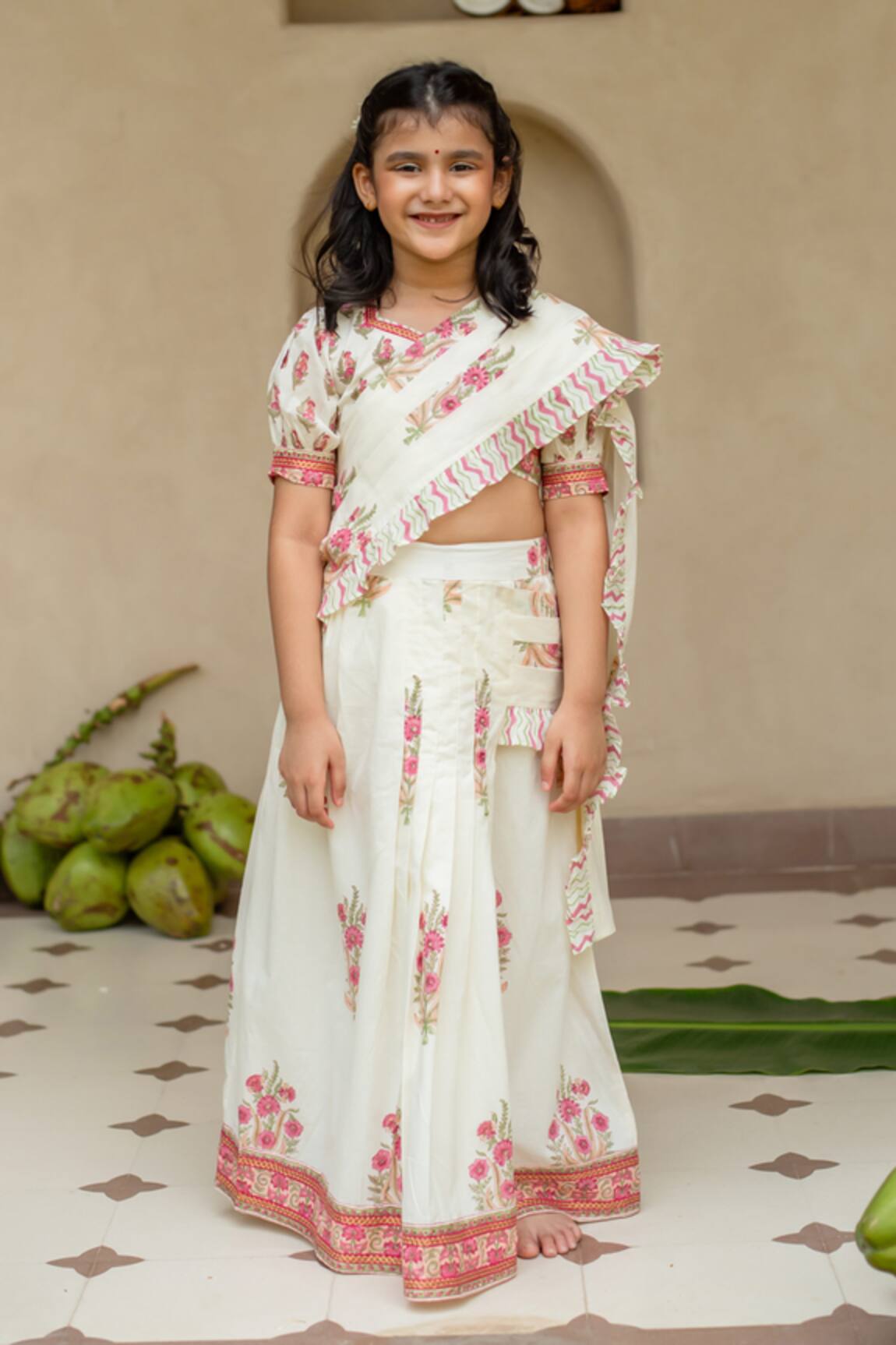 Plumcheeks Manika Printed Lehenga Saree With Blouse 