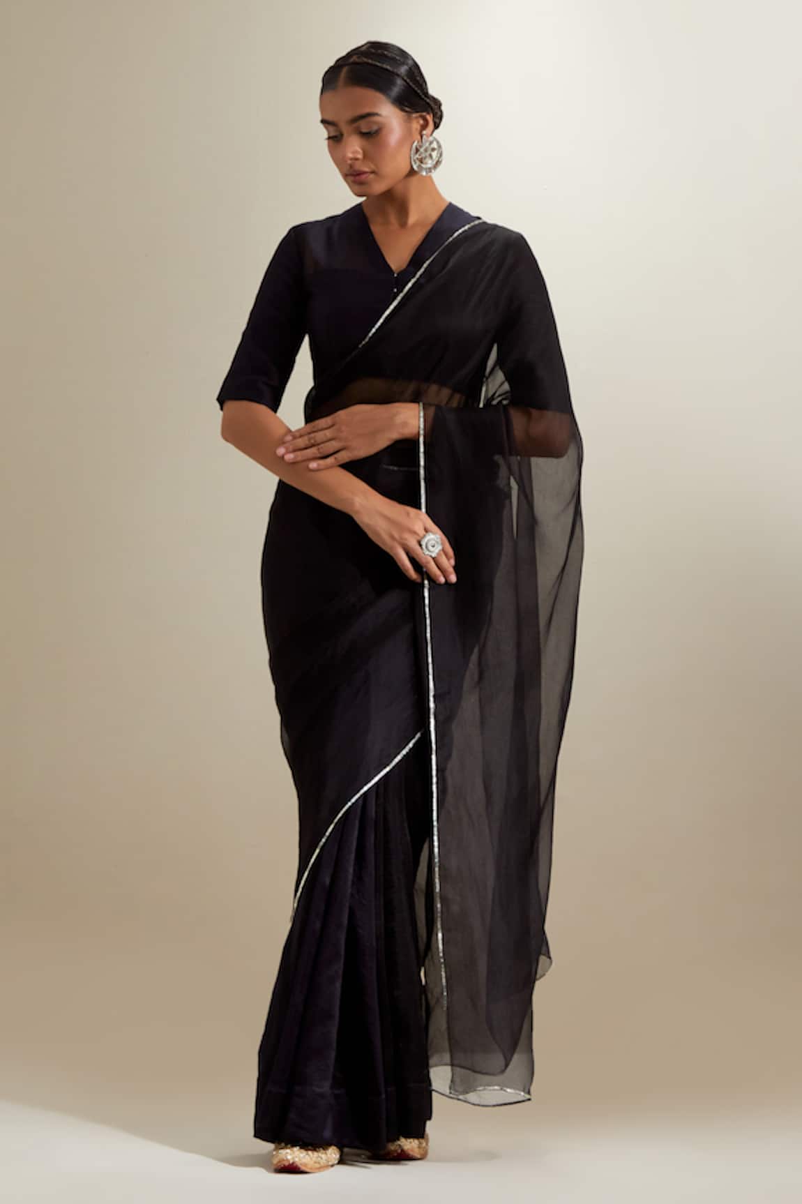 Vinusto Chanderi & Katan Silk Organza Saree With Blouse 