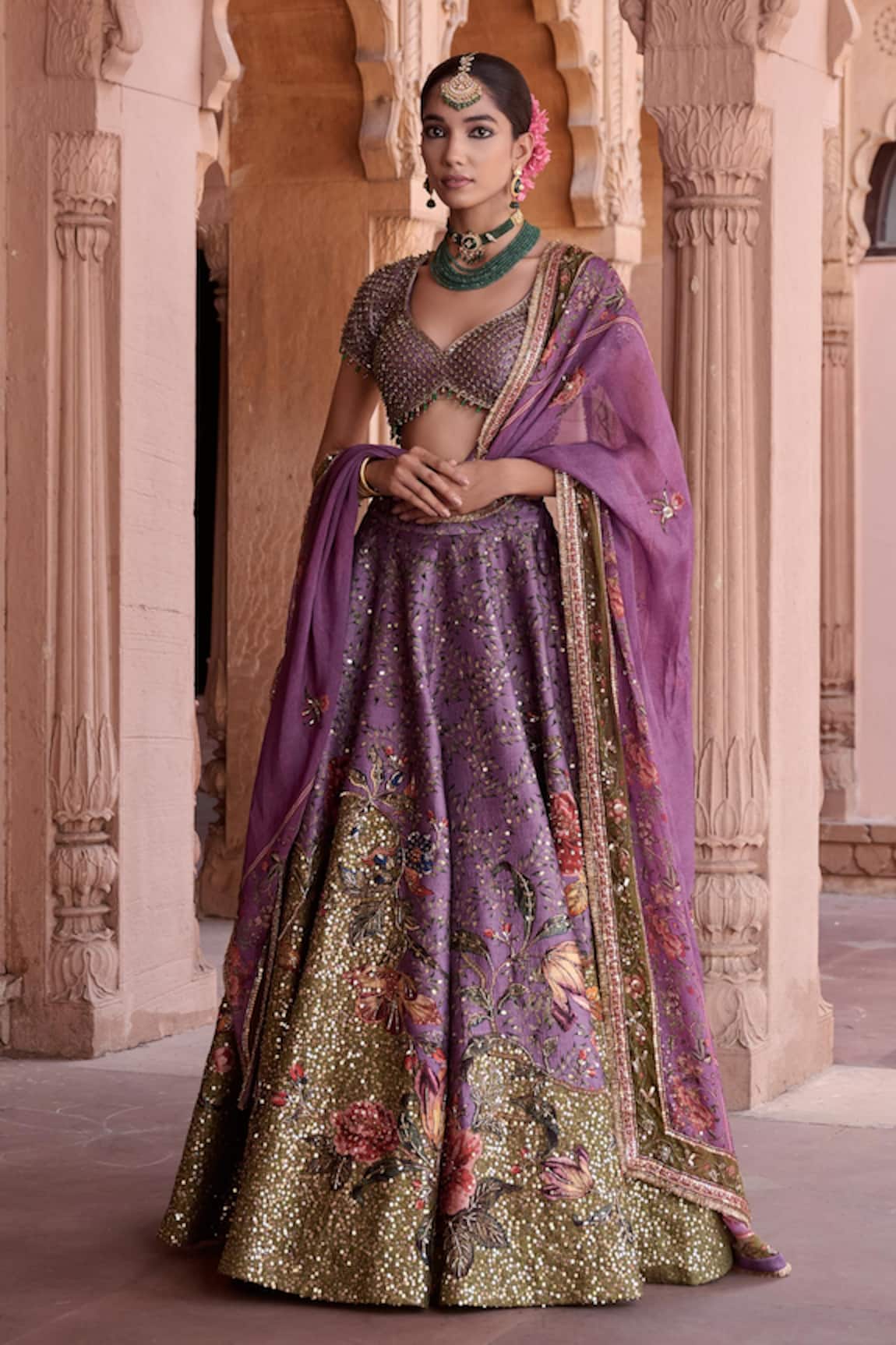 Irrau By Samir Mantri Shahtoot Floral Embroidered Lehenga Set 