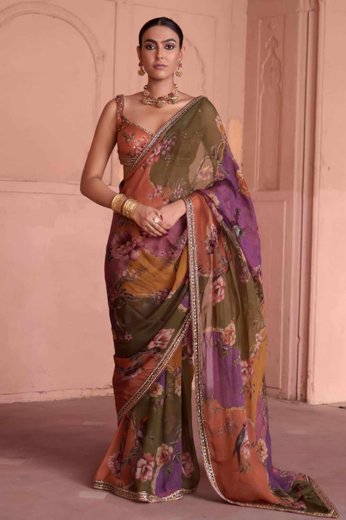 Irrau By Samir Mantri Gulbahar Embellished Saree With Blouse 