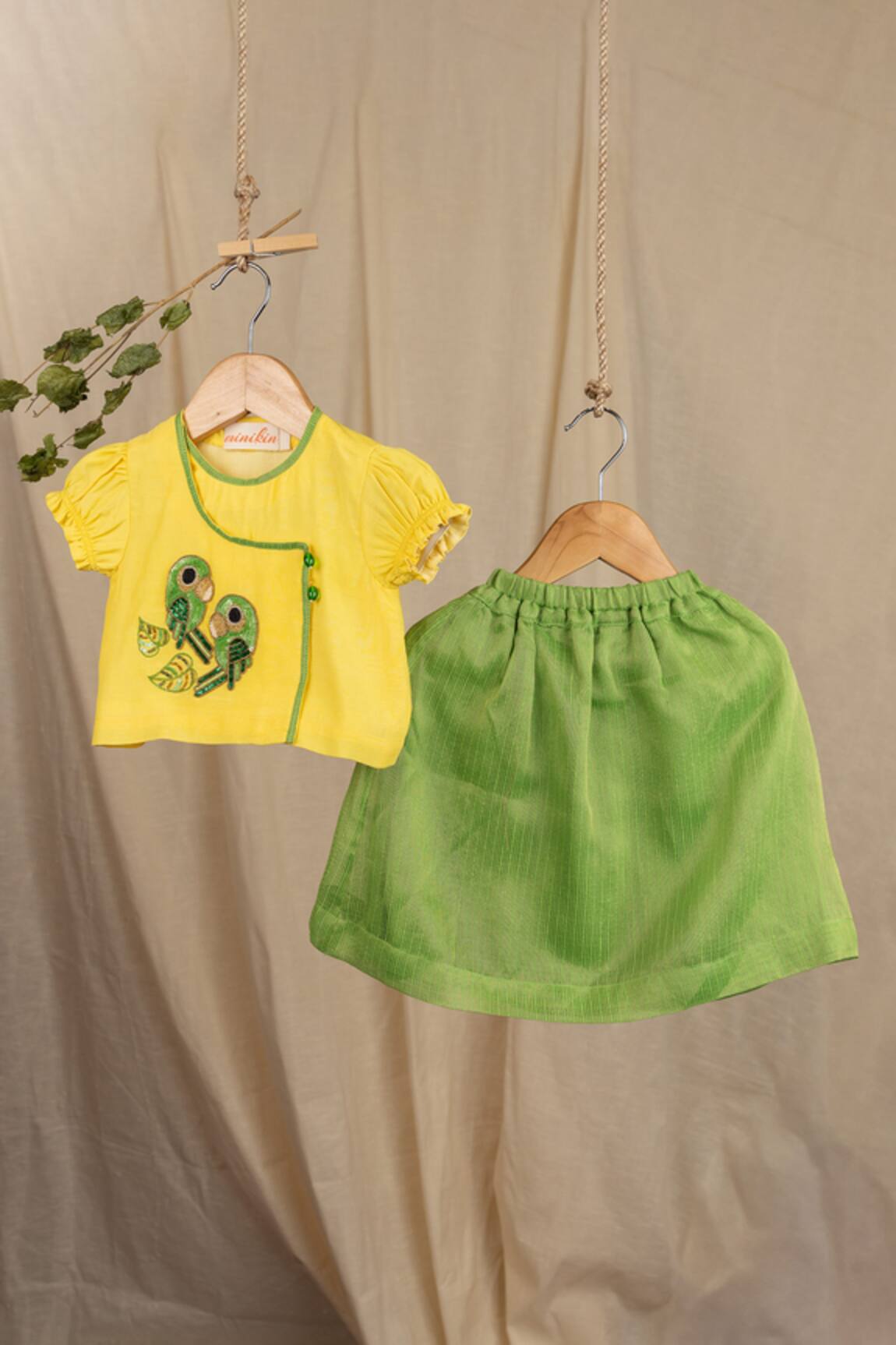 Minikin Yellow Parrot Lehenga Set 