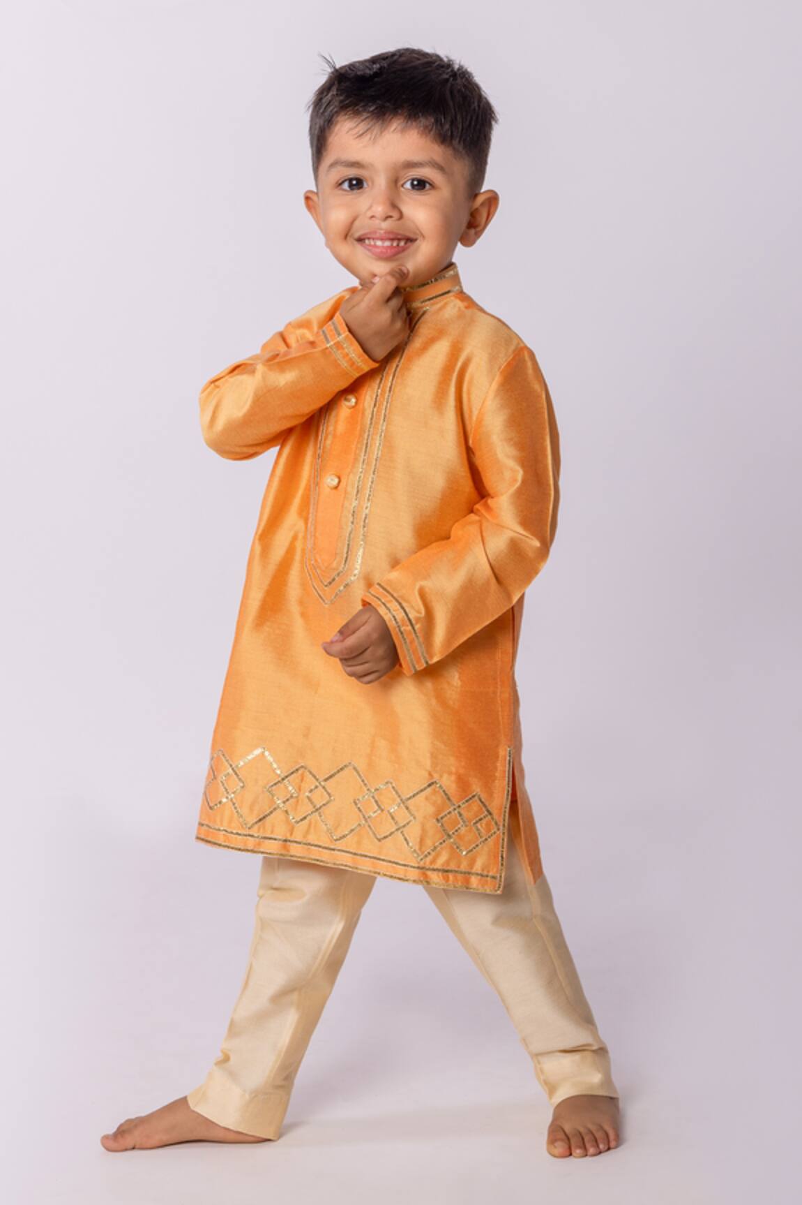 Minikin Orange Gota Embroidered Kurta Set 