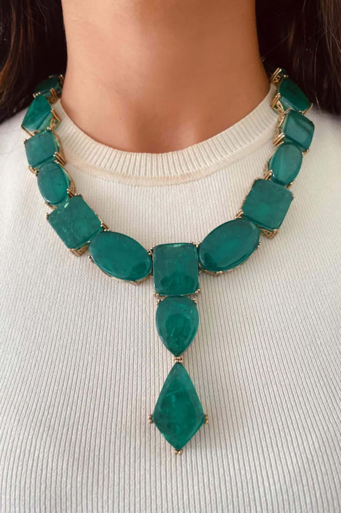Prerto Geometric Doublet Statement Necklace Set 