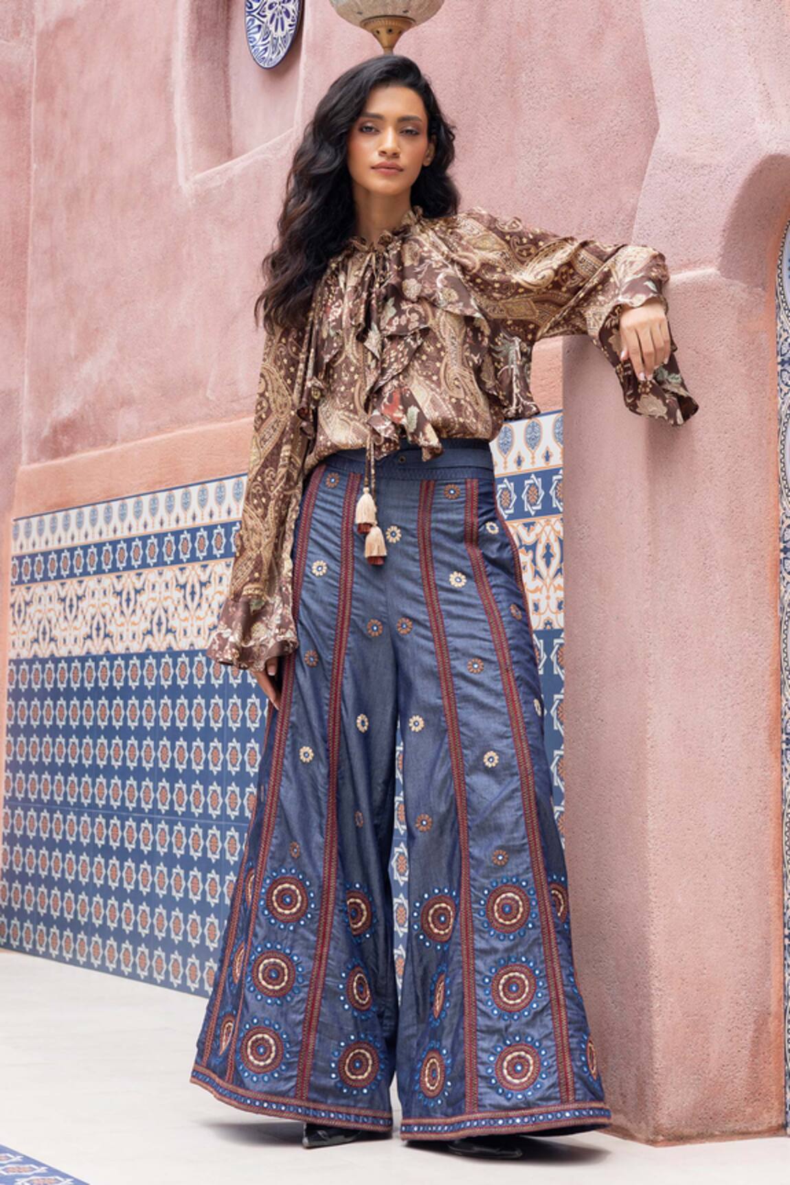 Shruti Sancheti Paisley Printed Ruffle Shirt With Pant 