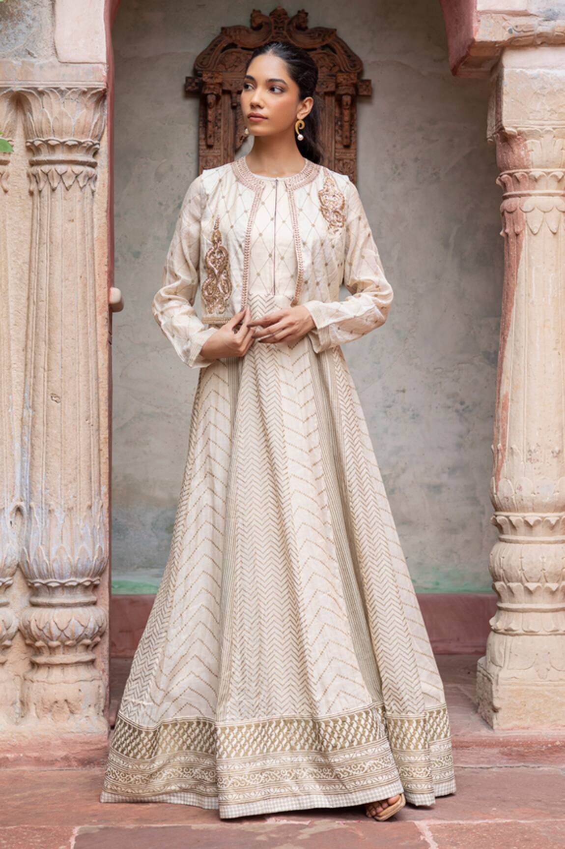 Shruti Sancheti Paisley Embroidered Crop Jacket With Anarkali 