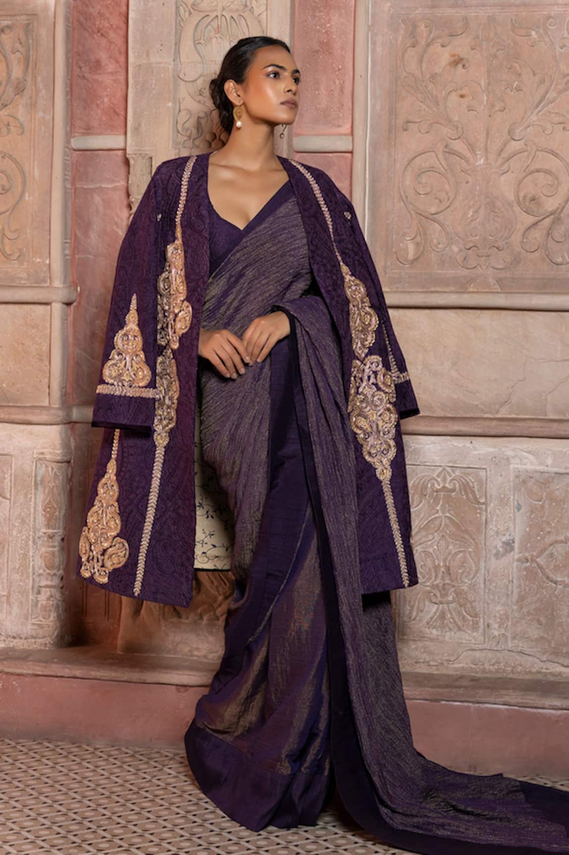 Shruti Sancheti Raw Silk Zardozi Embroidered Jacket 