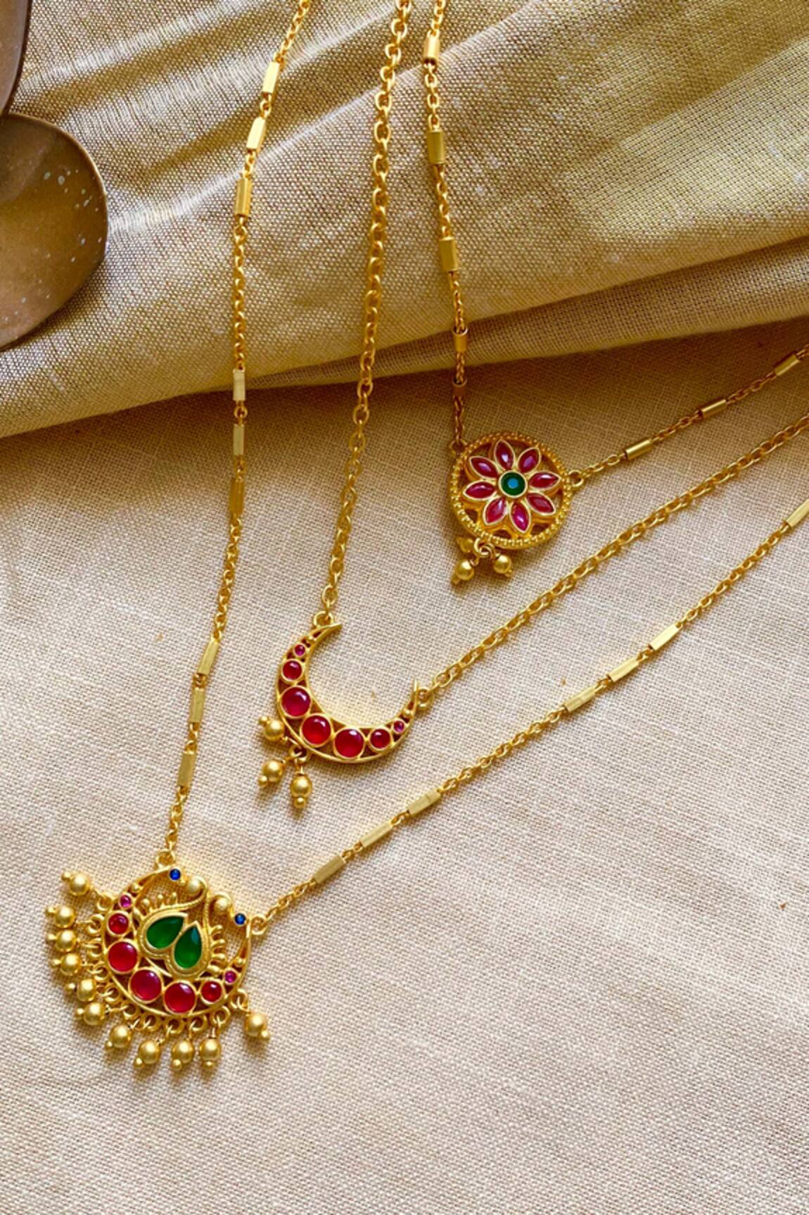 Zariin Moon & Blooms Layered Necklace 