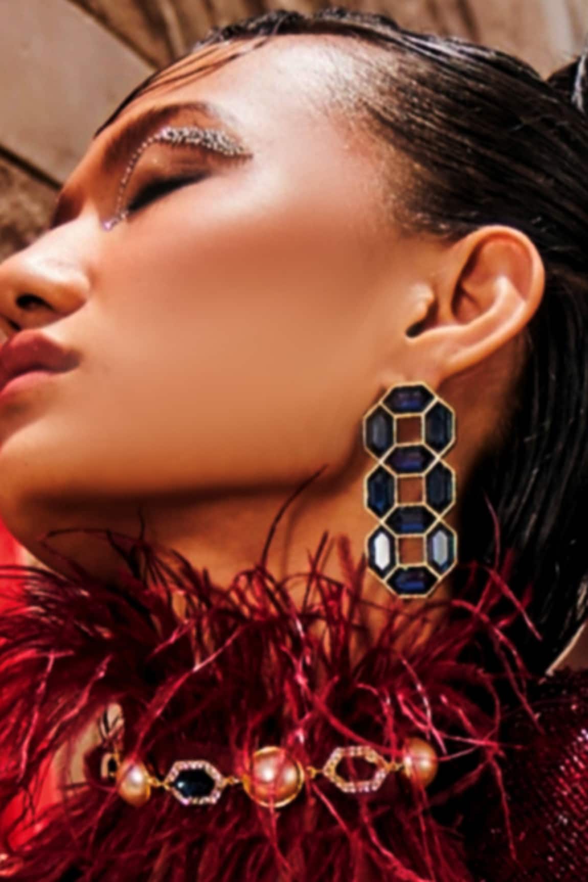 Bblingg Cavana Statement Geometric Swarovski Crystal Stud Earrings 