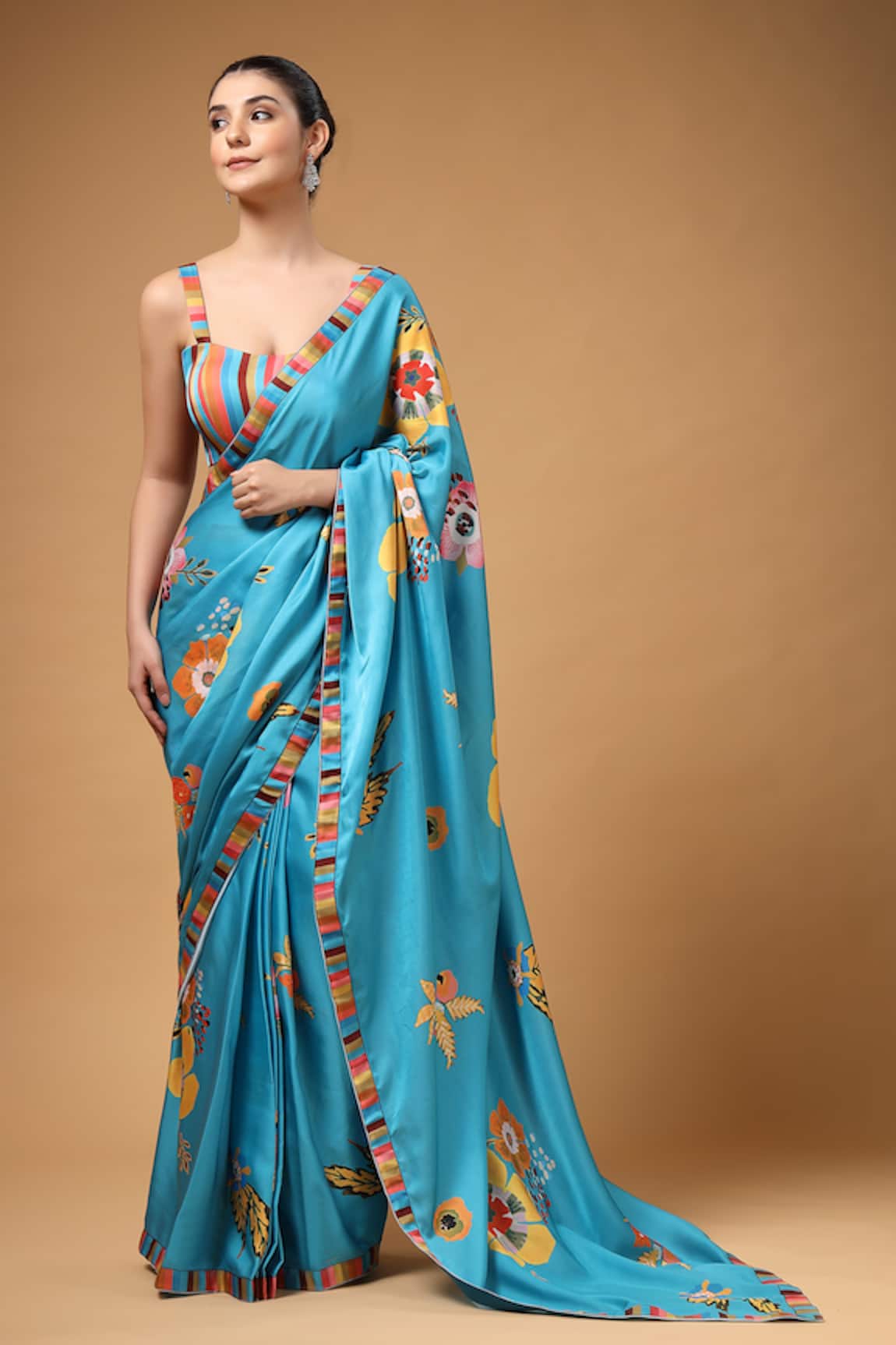 Gazab by Miku Kumar Tivra Print Pre-Draped Saree & Blouse Set 