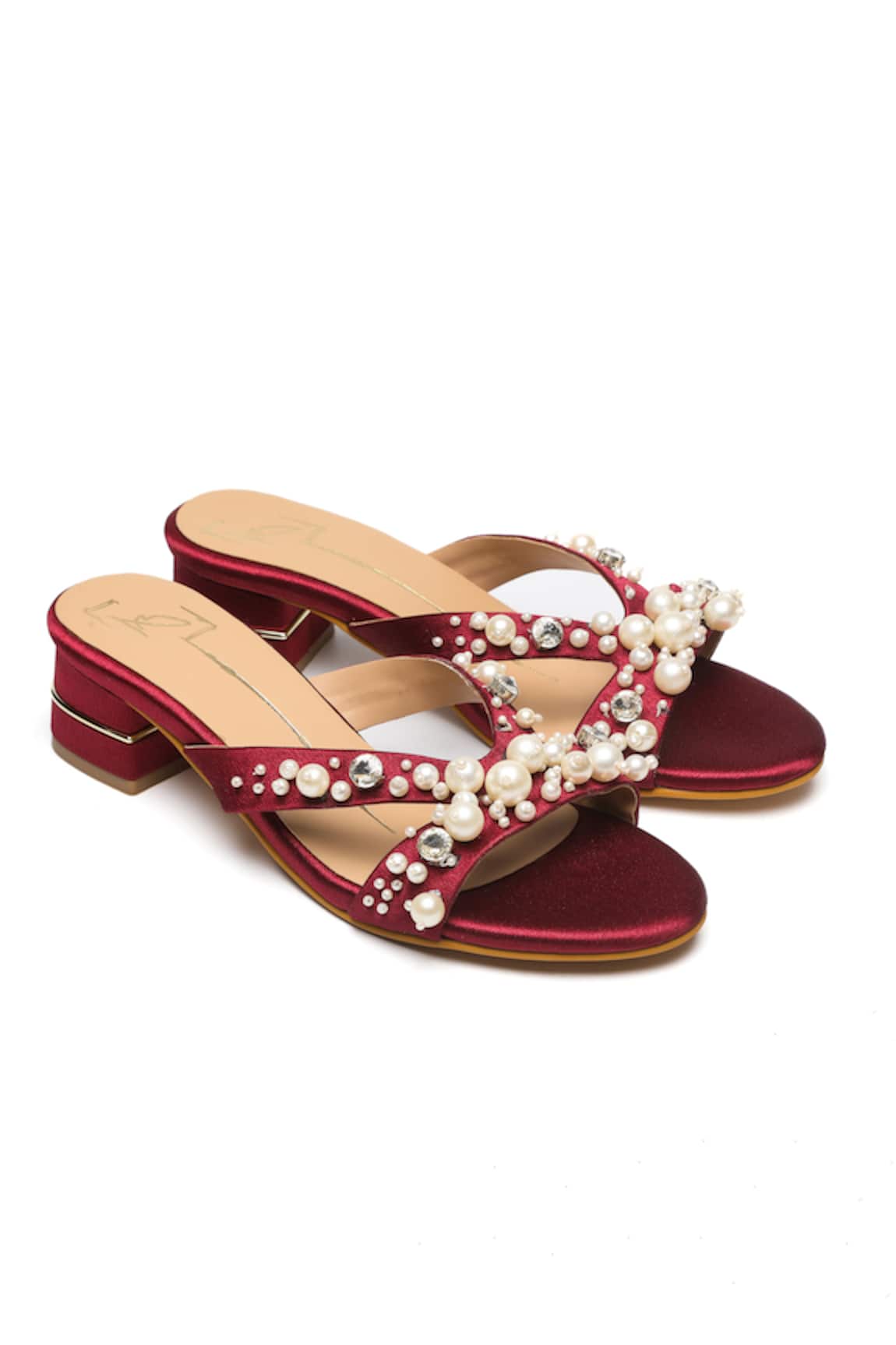 Nidhi Bhandari Embroidered Pearl & Stone Block Heels 