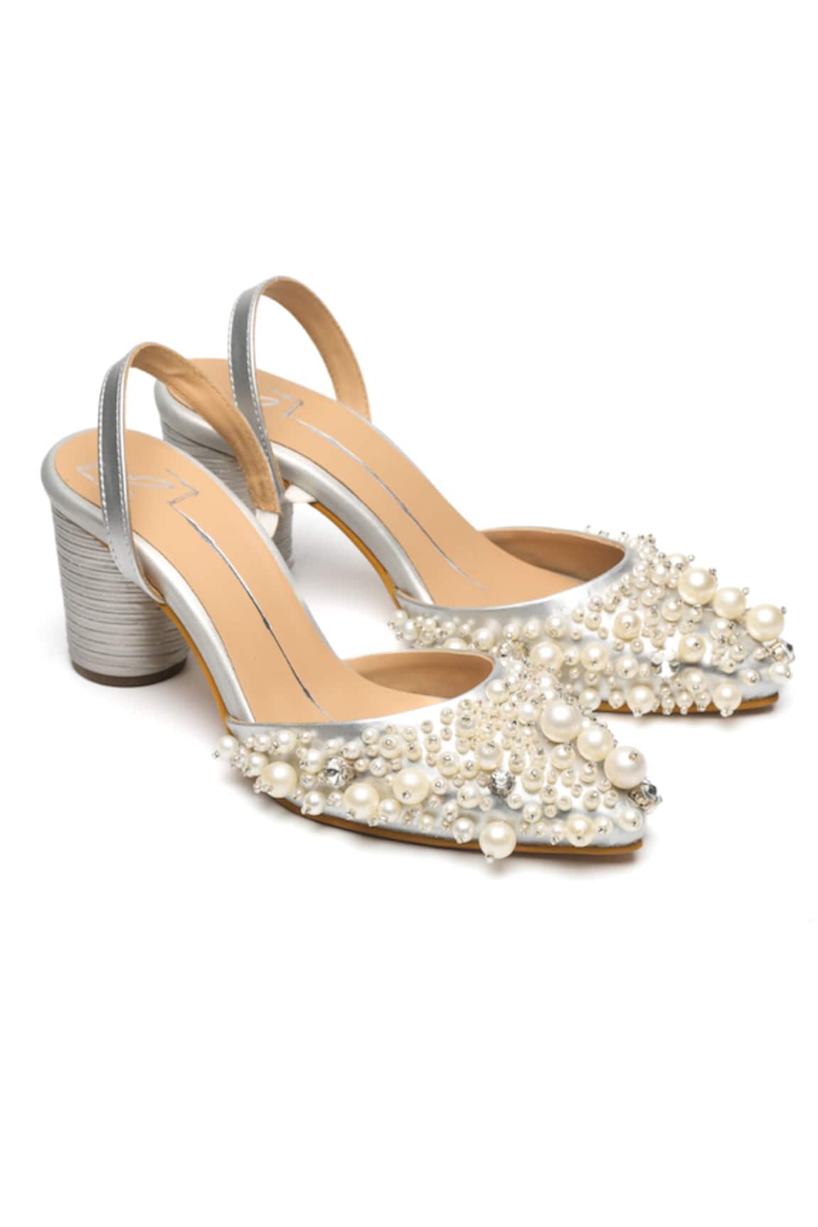Nidhi Bhandari Embroidered Pearl & Stone Block Heels 