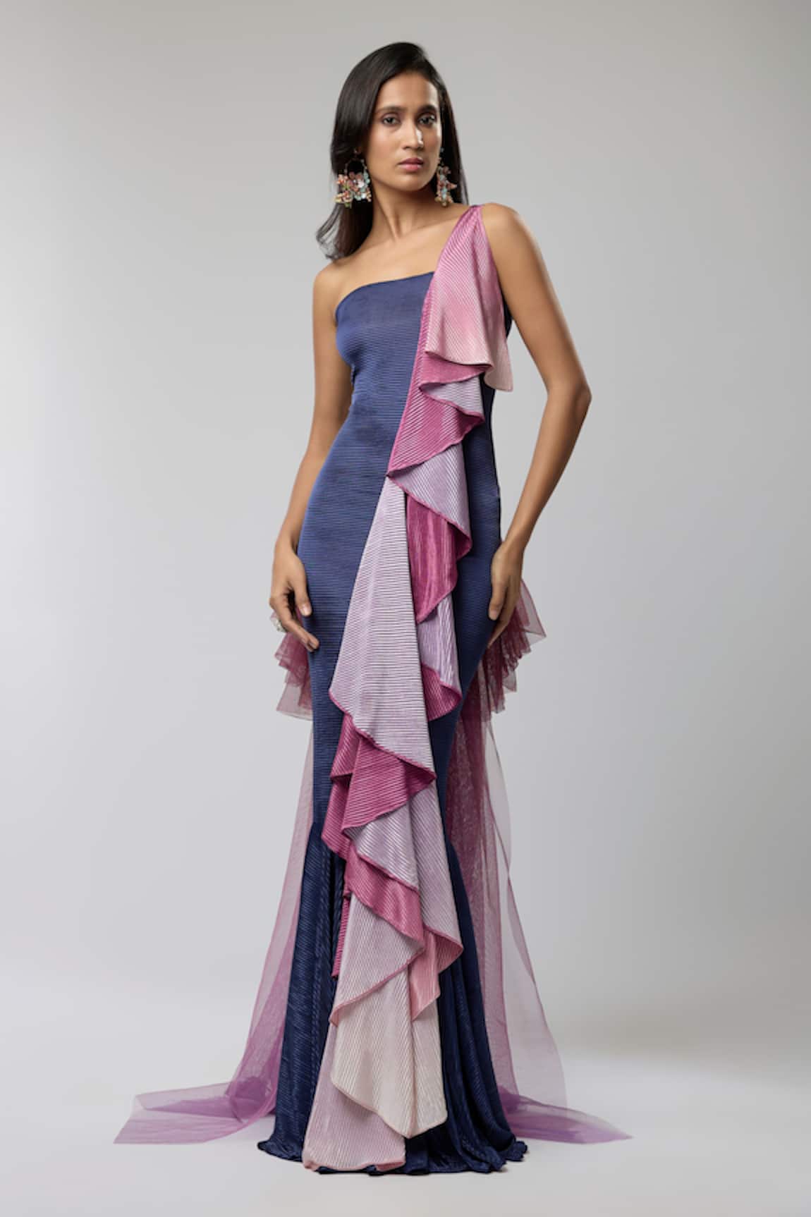 Naina Seth Twilight Orchid Mermaid Gown 
