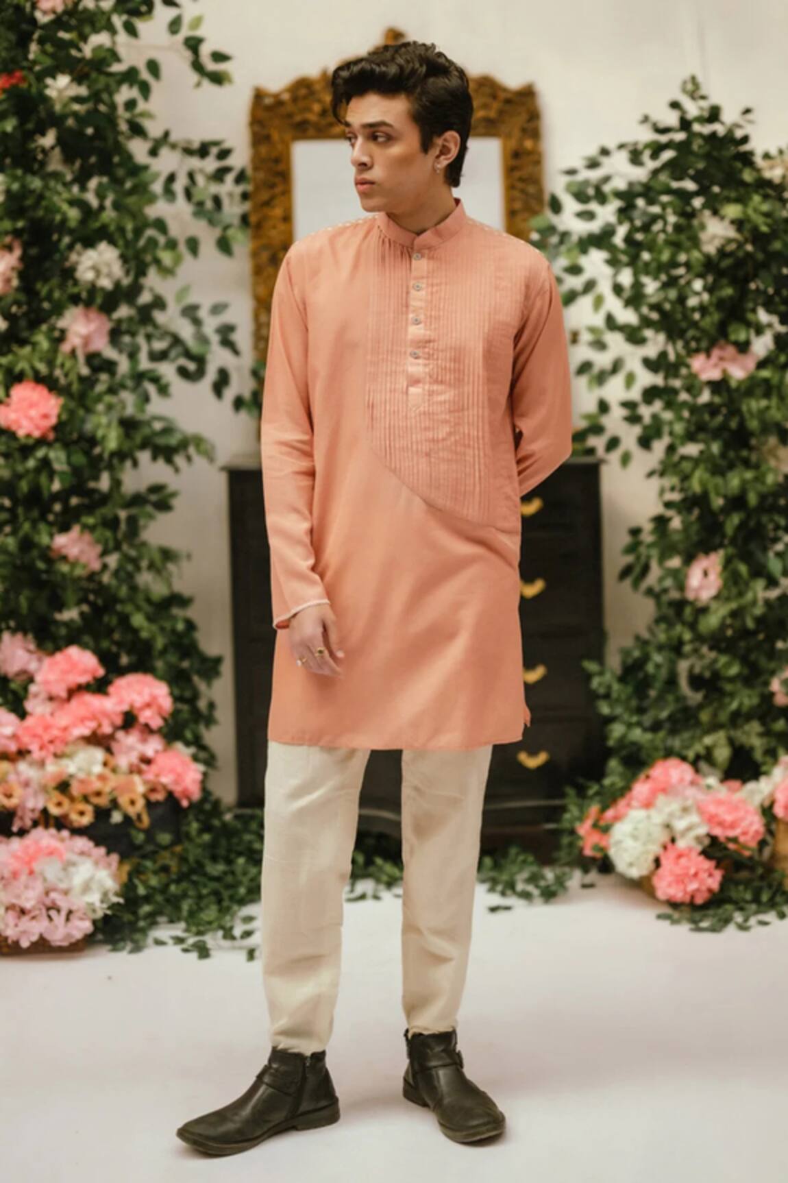 Vaani Beswal Carl Asymmetric Pleated Panel Kurta 
