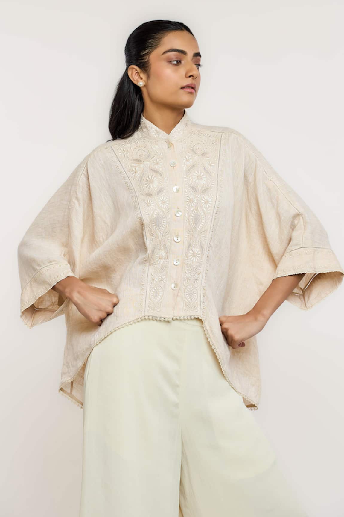 Ott Chiffon Lattice Top