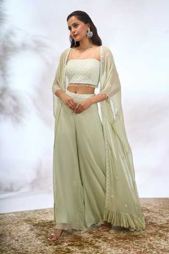 Samyukta Singhania Floral Embroidered Jacket Pant Set 
