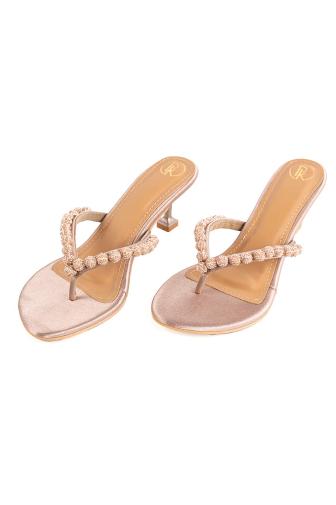 Preet Kaur Champagne Burano V Strap Heels 