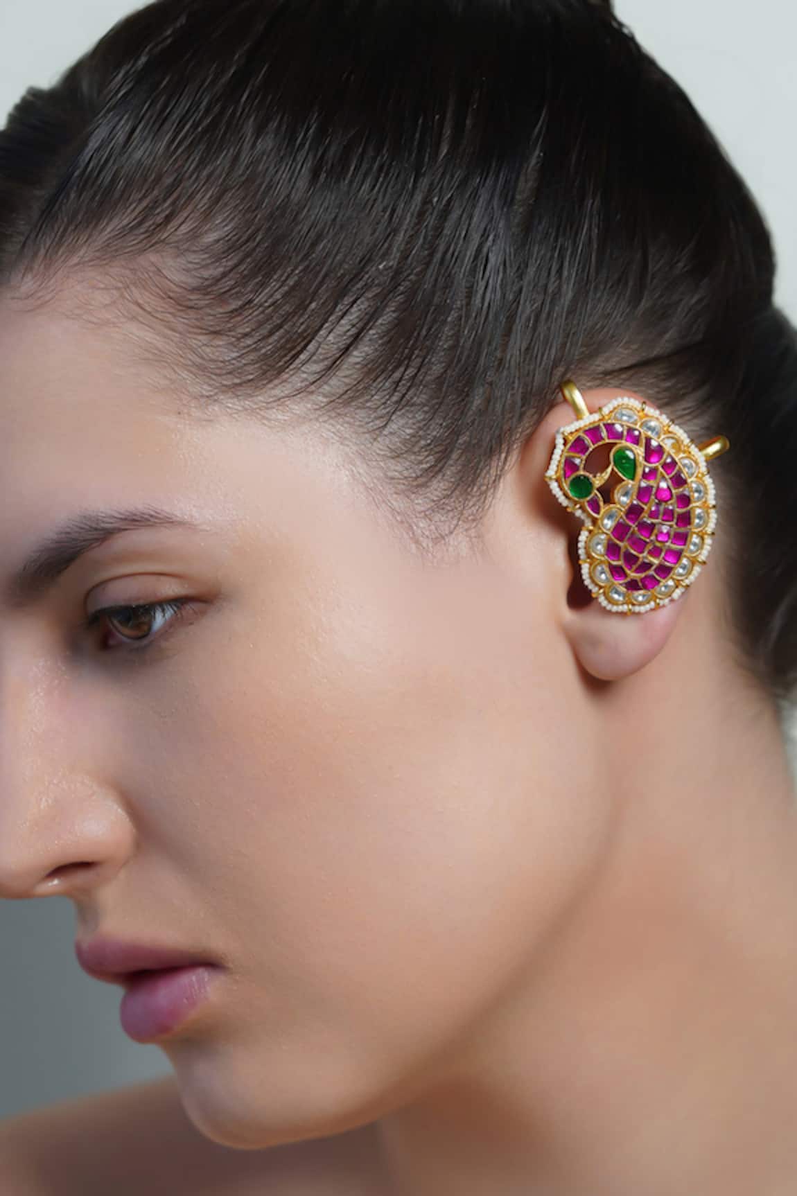 Joules By Radhika Pink Mango Gem Ear Cuff Earrings 