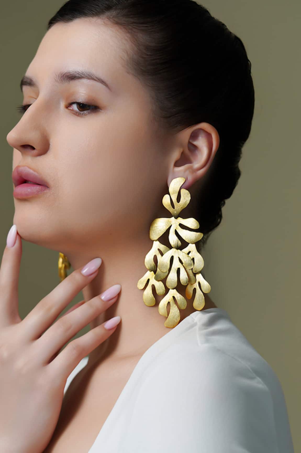 Joules By Radhika Gold Vine Leaf Dangle Earrings 