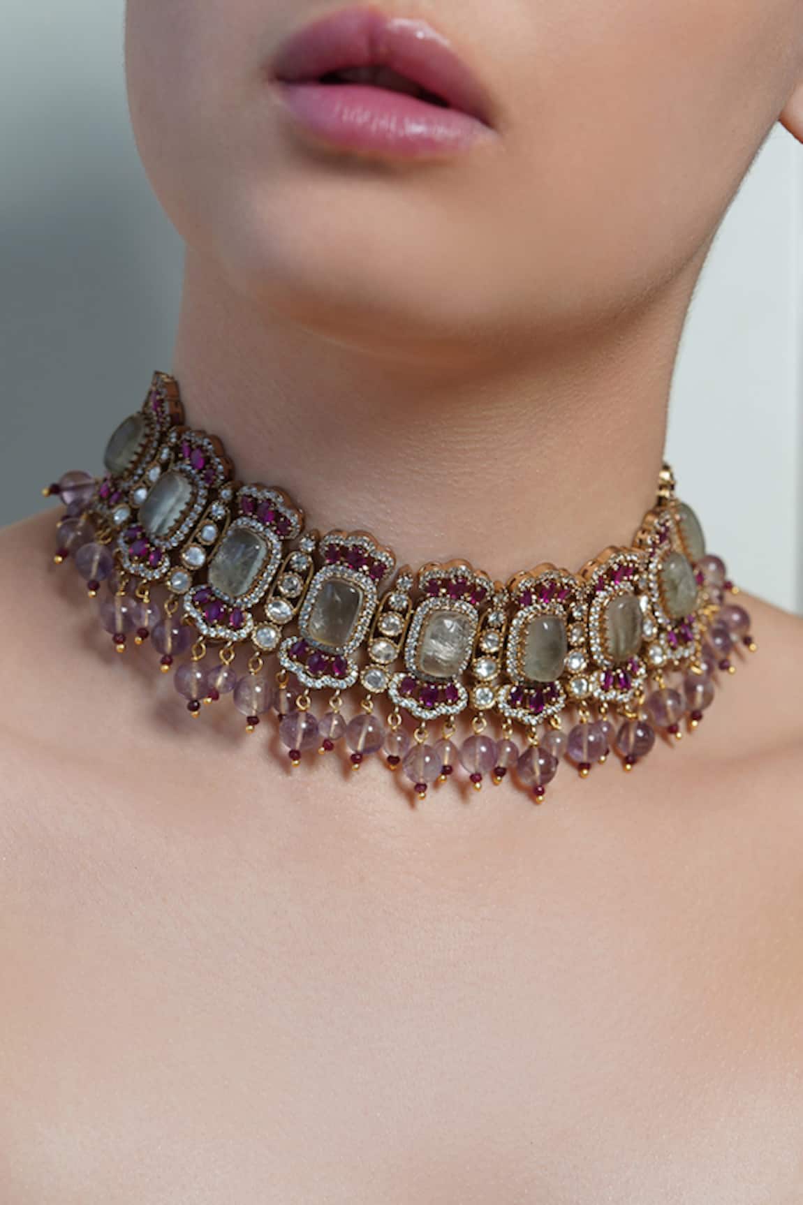 Joules By Radhika Amethyst Polki Choker 