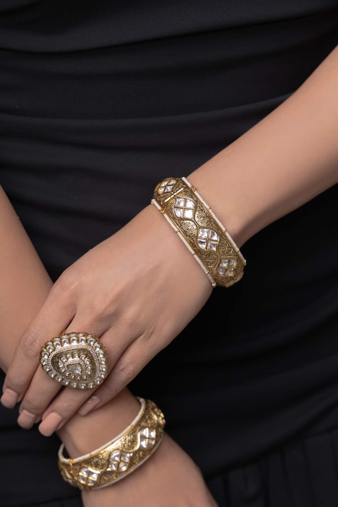 Joules By Radhika Golden Sovereign  Bangle - Set of 2 
