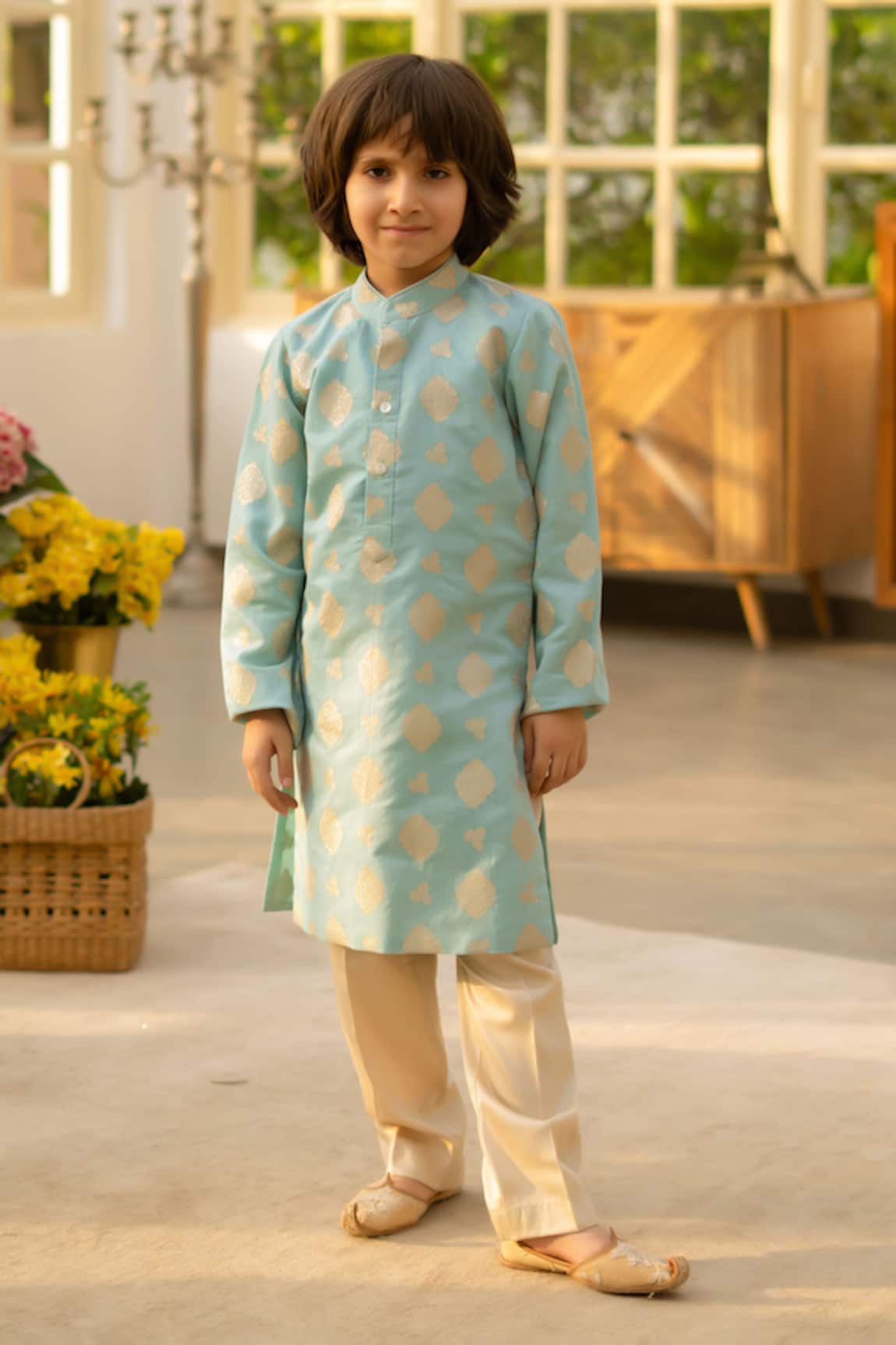 Fayon Kids Brocade Kurta With Pant 