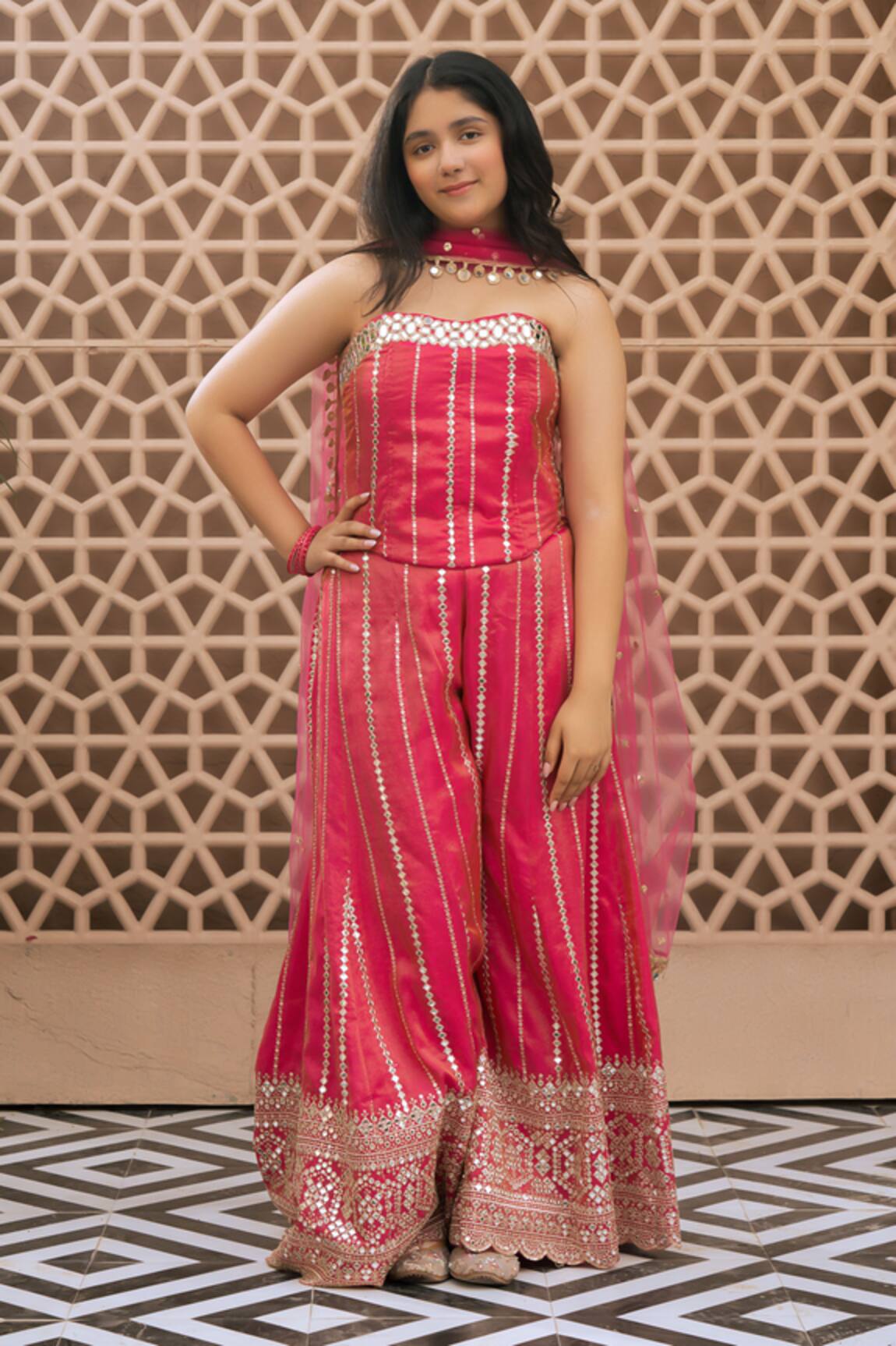 Fayon Kids Embroidered Top Sharara Set 
