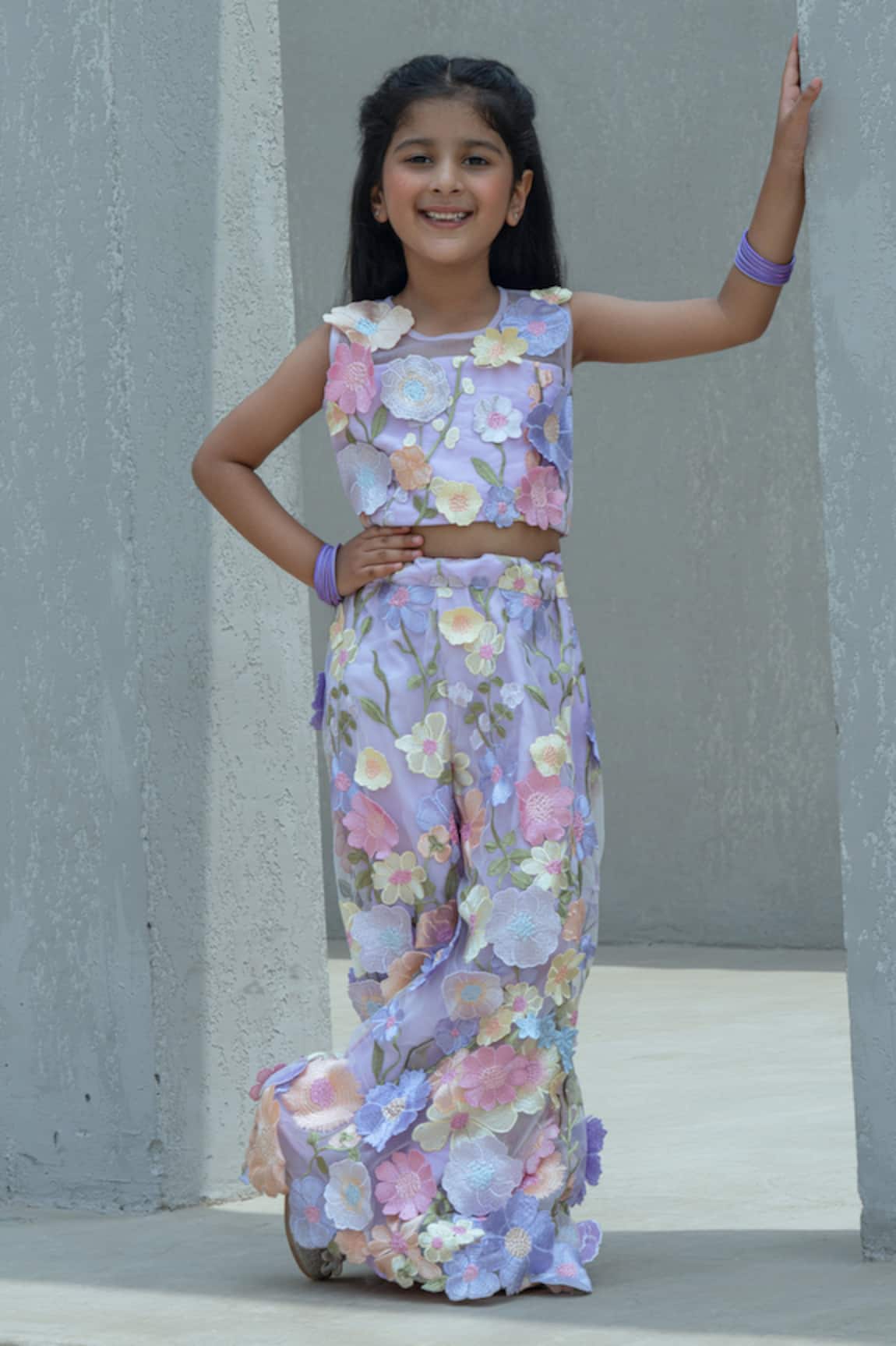 Fayon Kids Floral Embroidered Top With Pant 