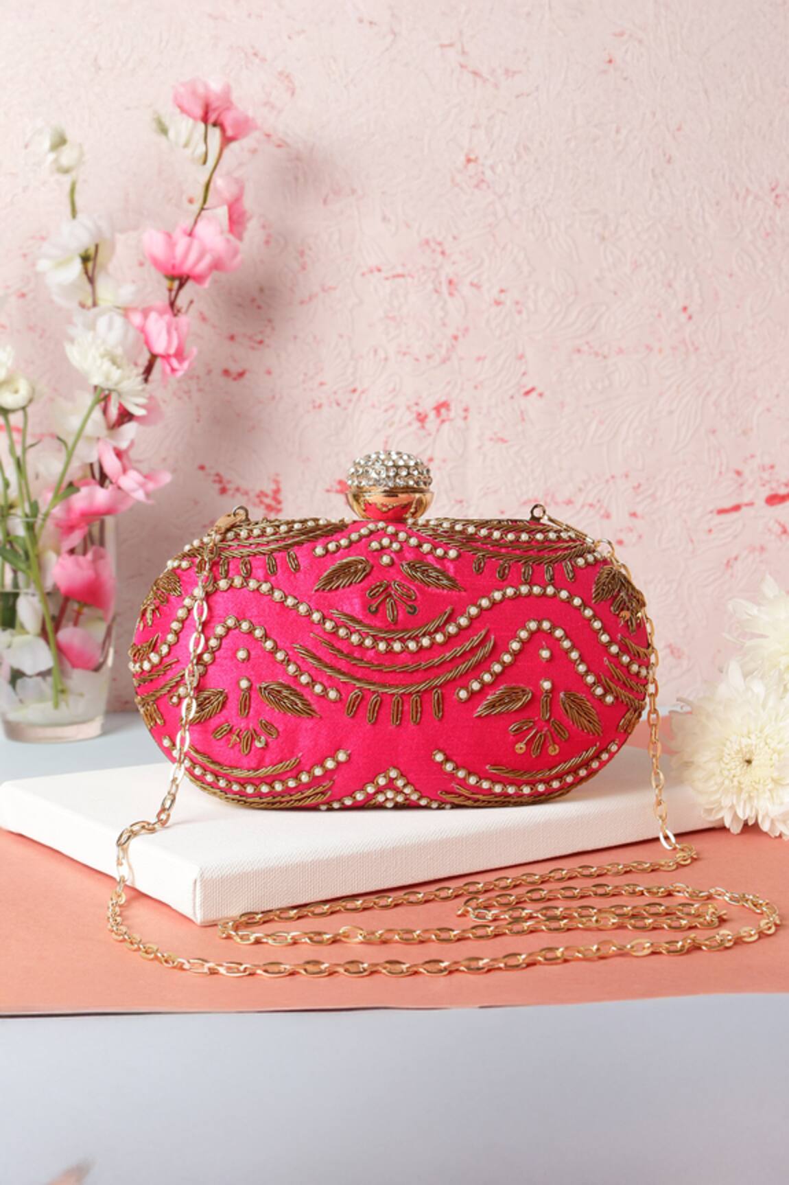 Nazaakat By Samara Singh Embroidered Pearl & Sequin Clutch 