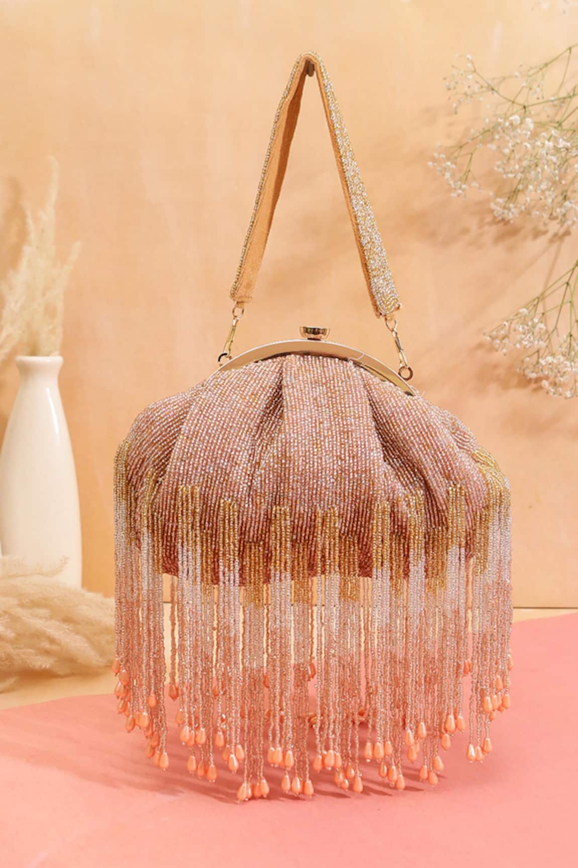 Nazaakat By Samara Singh Beaded Fringe Batua Bag 