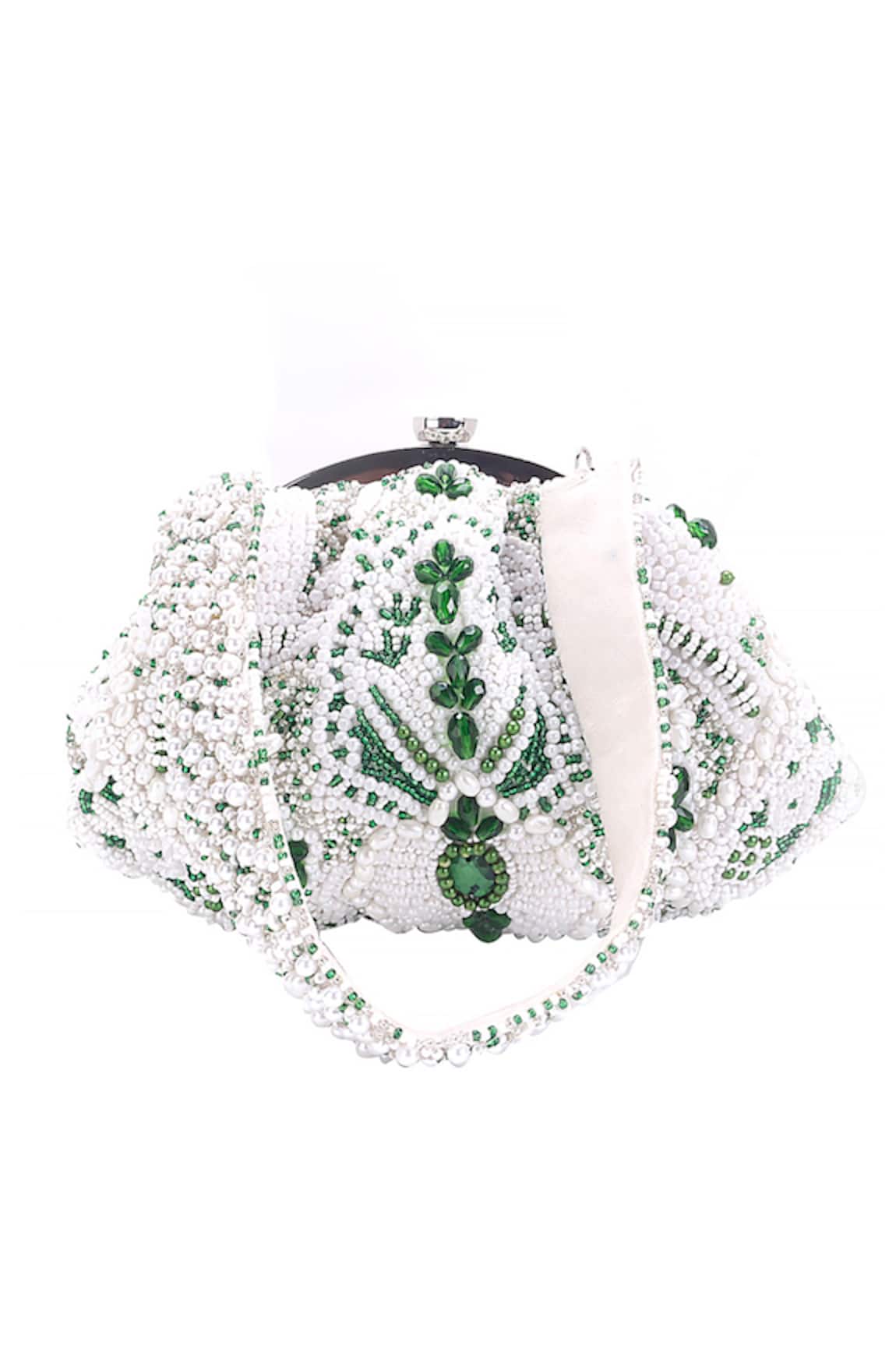 Nazaakat By Samara Singh Beaded Batua Bag with Metal Frame 